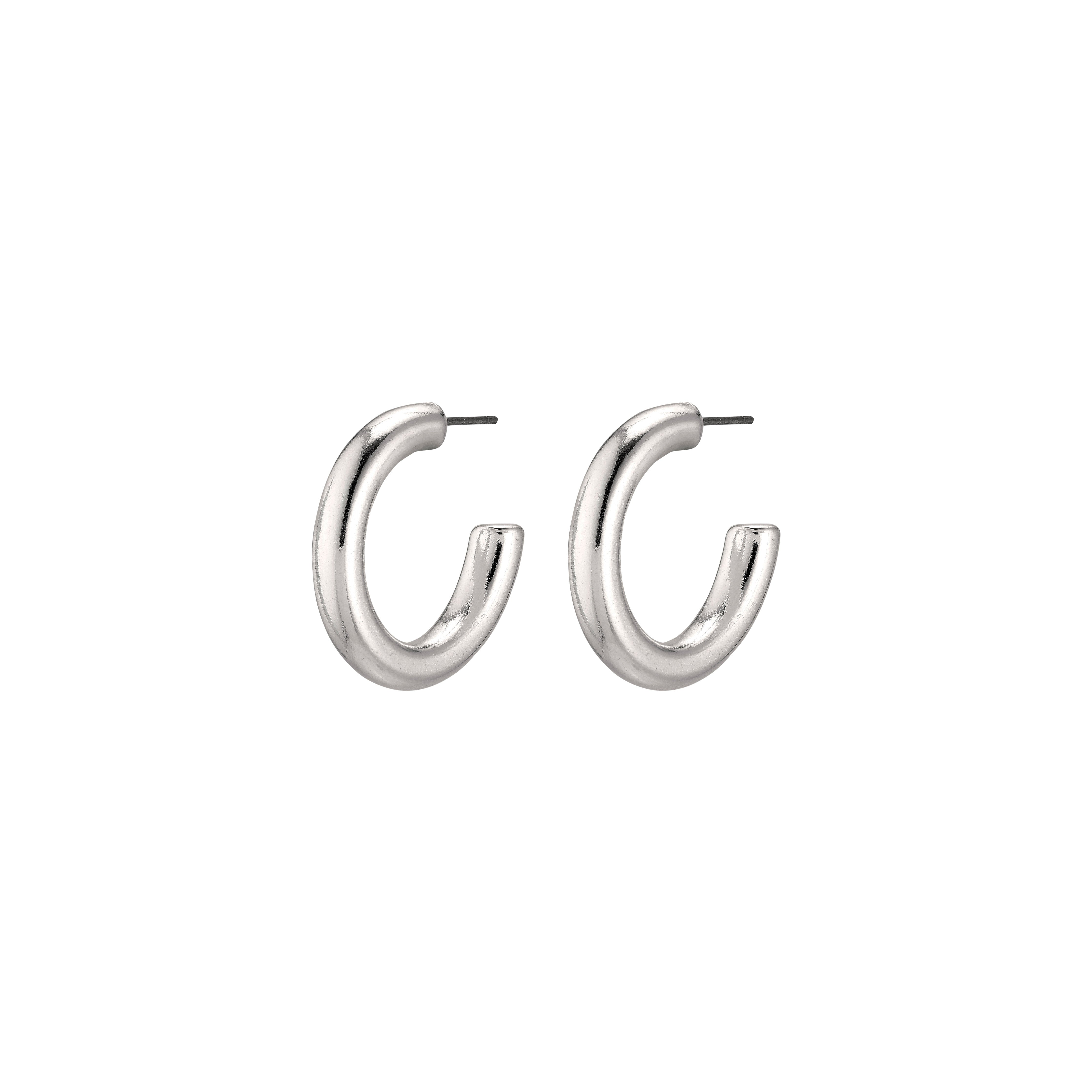 DOLAG earrings silver-plated, chunky silver hoops with a shiny finish, perfect for mixing and matching to suit your personal style.