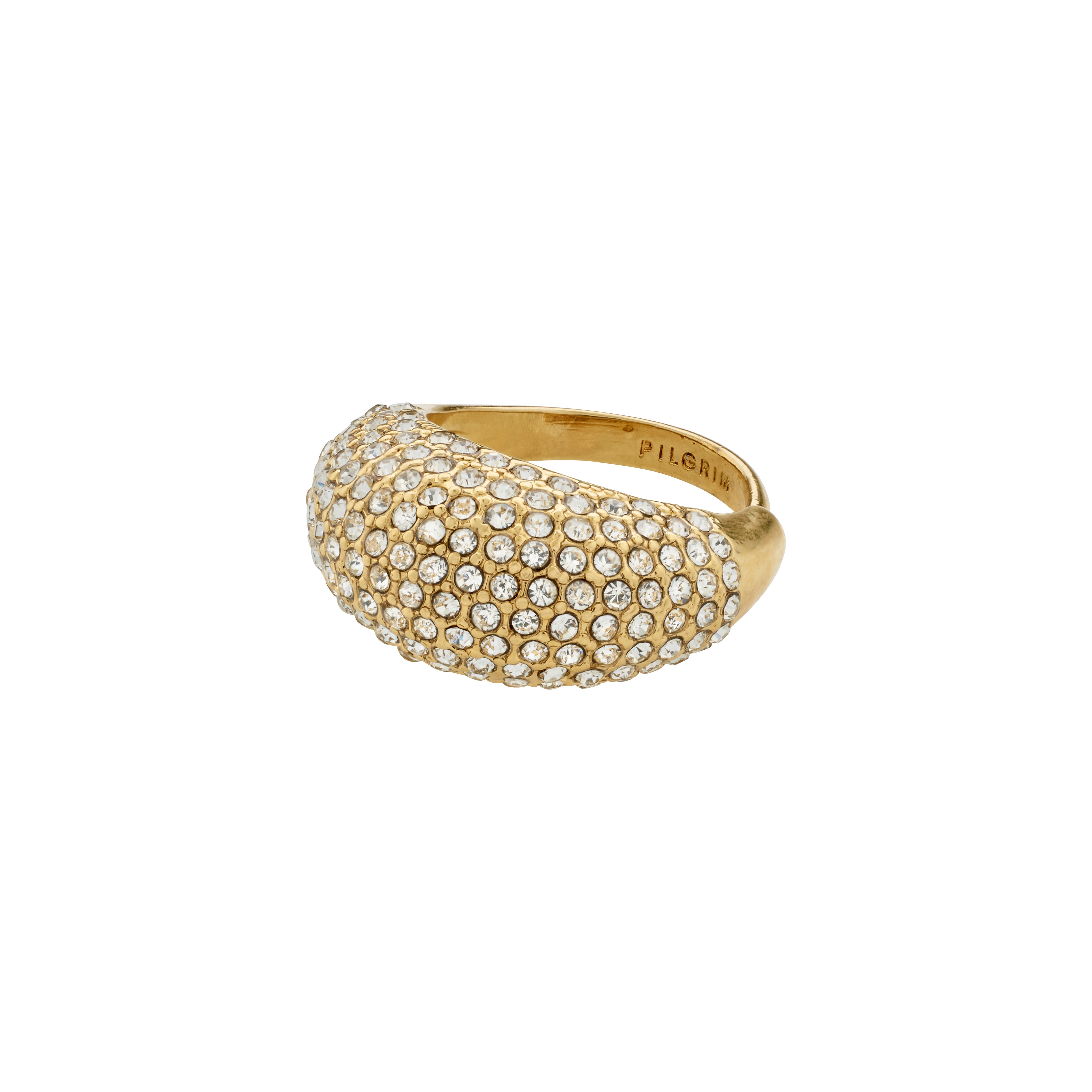 FOCUS crystal ring gold-plated, showcasing a chunky gold band adorned with sparkling Preciosa crystals, exuding exclusivity and adjustable for a personalized fit.