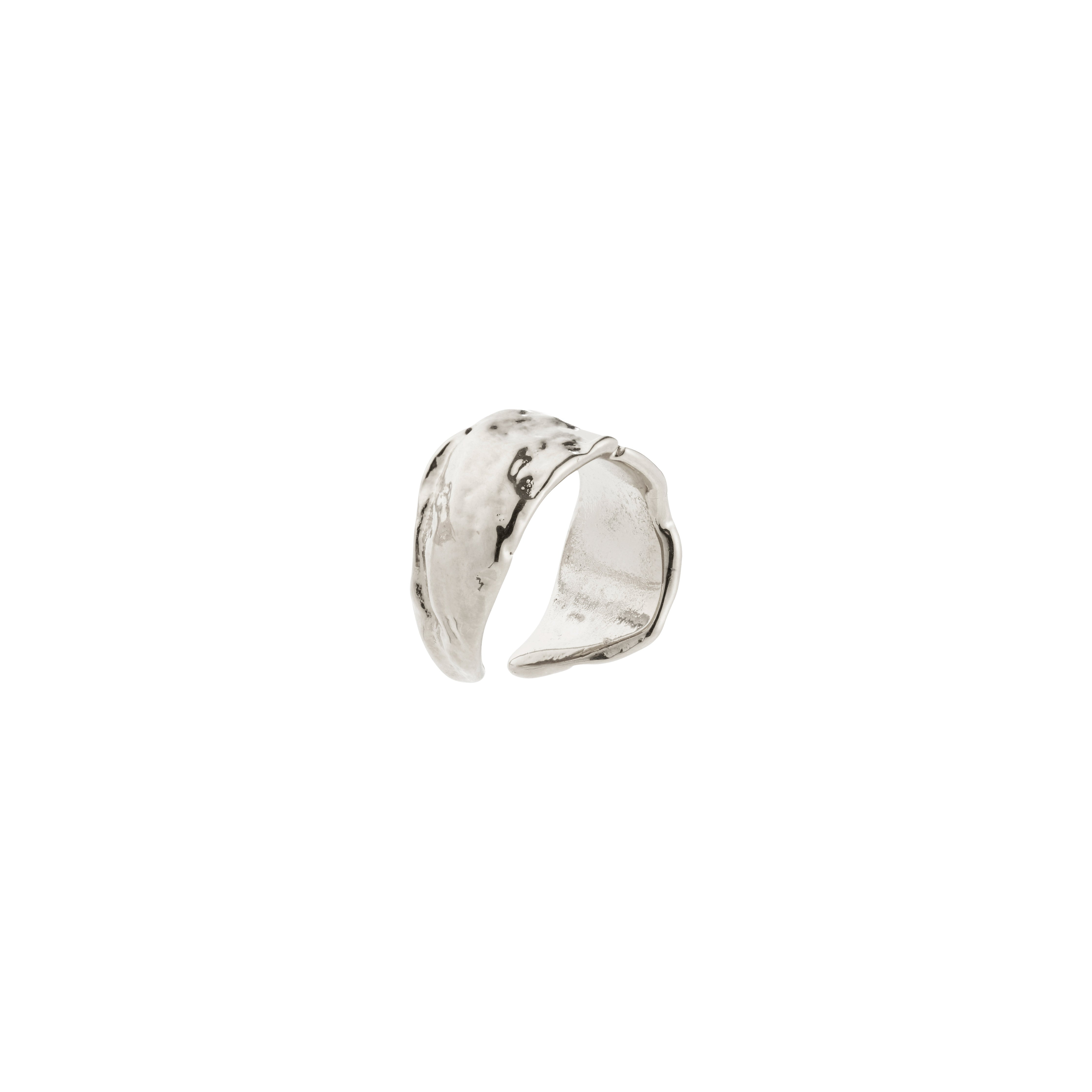 INSTANT ear cuff silver-plated with an organic hammered texture, showcasing an adjustable open-band design for a minimalist or stacked jewelry look.