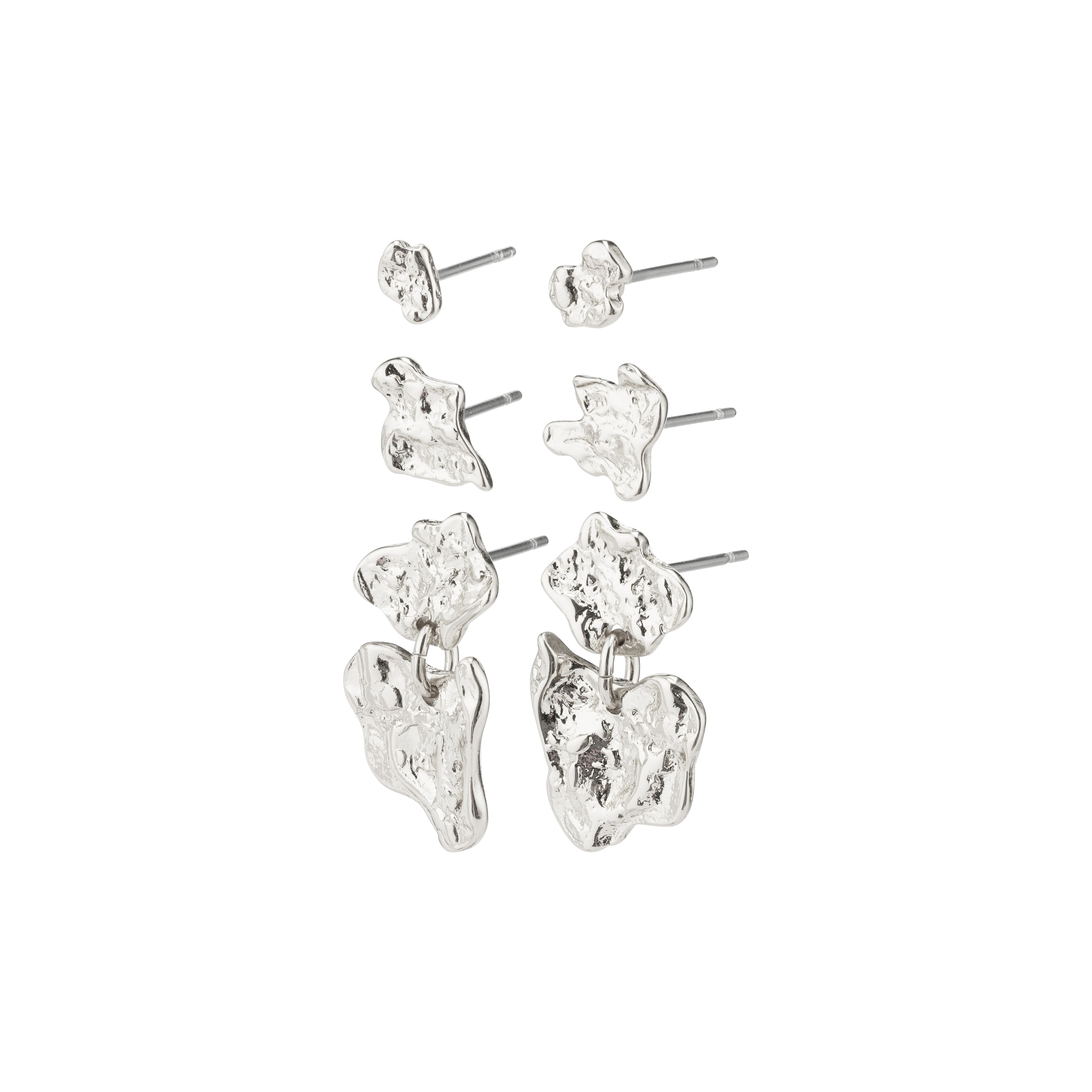 HORIZON earrings silver plated: A set of six silver-plated earrings for trendy ear curation, offering versatile styling possibilities from Pilgrim's Scandinavian-inspired collection.