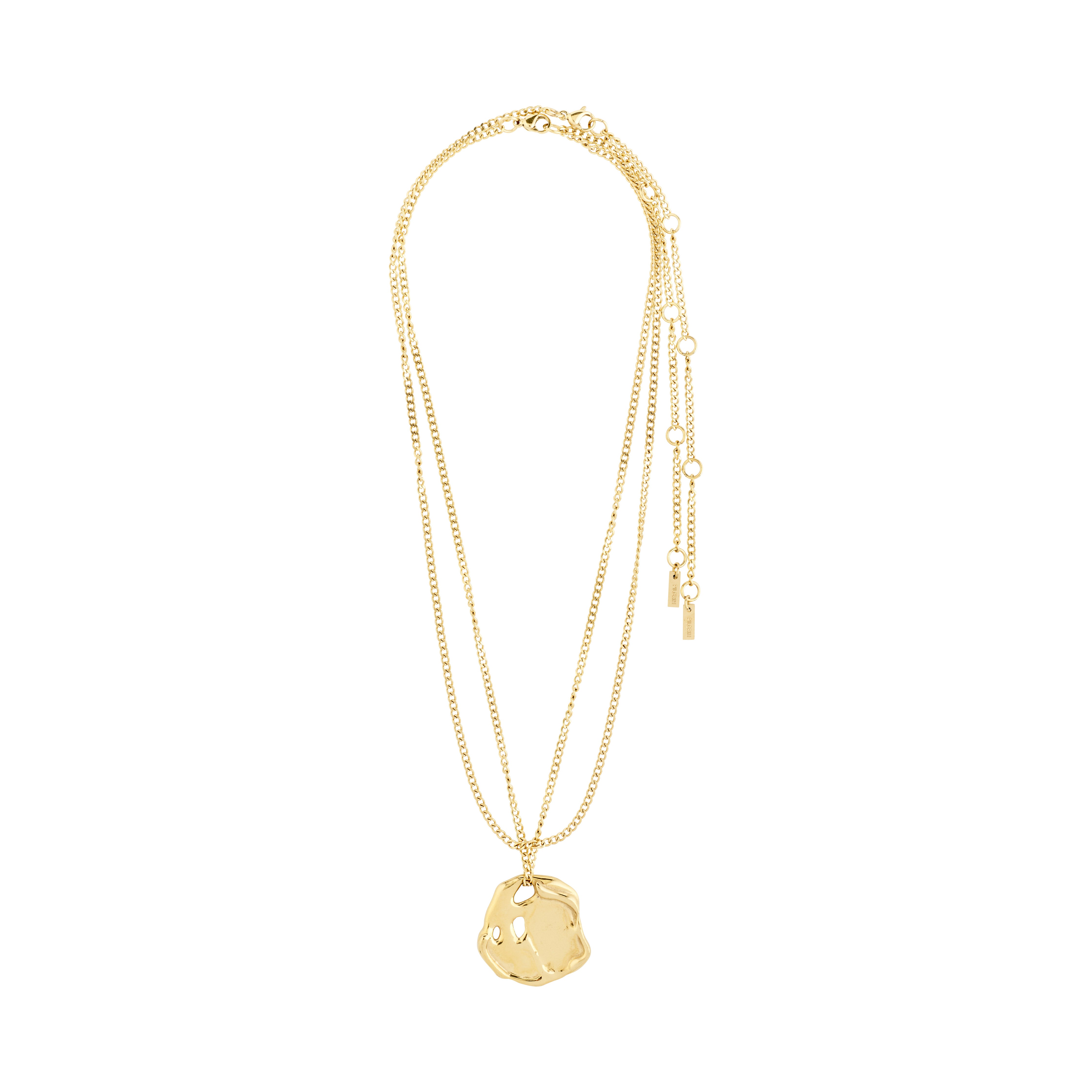 DAWN necklaces, 2-in-1 set, gold-plated, featuring a slim curb chain and an eye-catching coin pendant with a unique melting design.