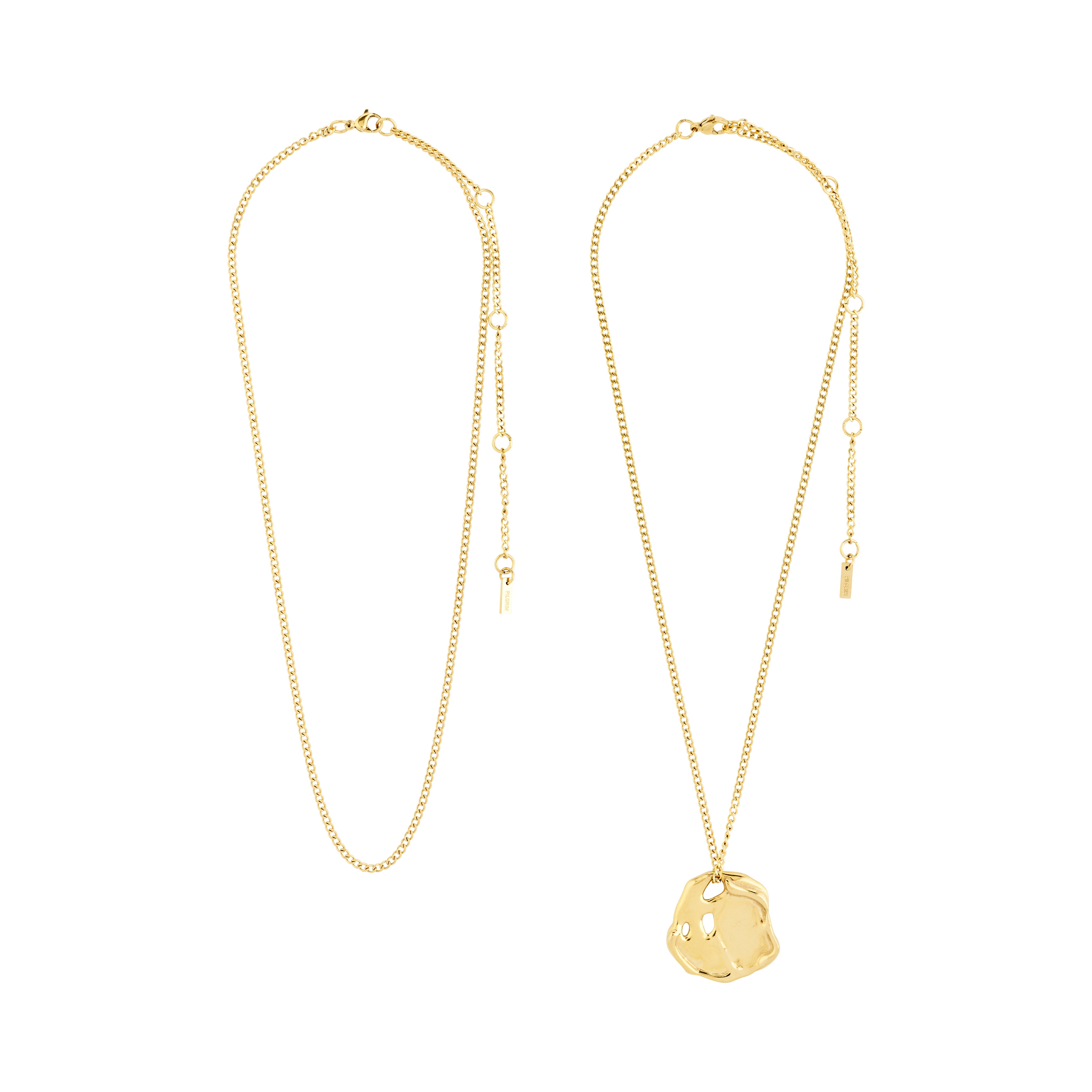 DAWN necklaces, 2-in-1 set, gold-plated, featuring a layered design with a melting coin pendant, embodying Pilgrim's Scandinavian craftsmanship and sustainable style.
