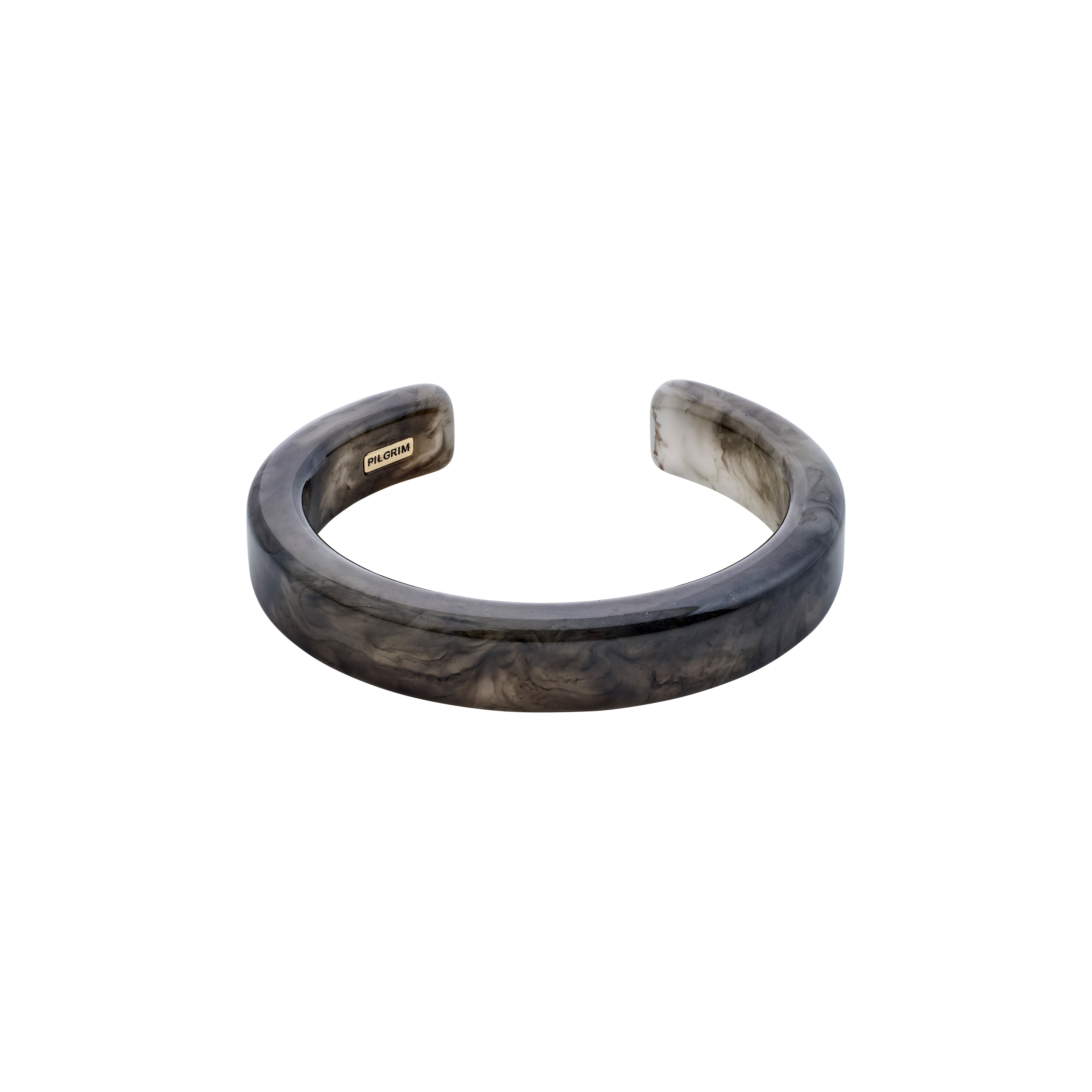 ECLIPSE bangle grey, a marbled grey recycled acrylic bracelet by Pilgrim, showcasing a trendy, earthy style perfect for stacking and personal expression.