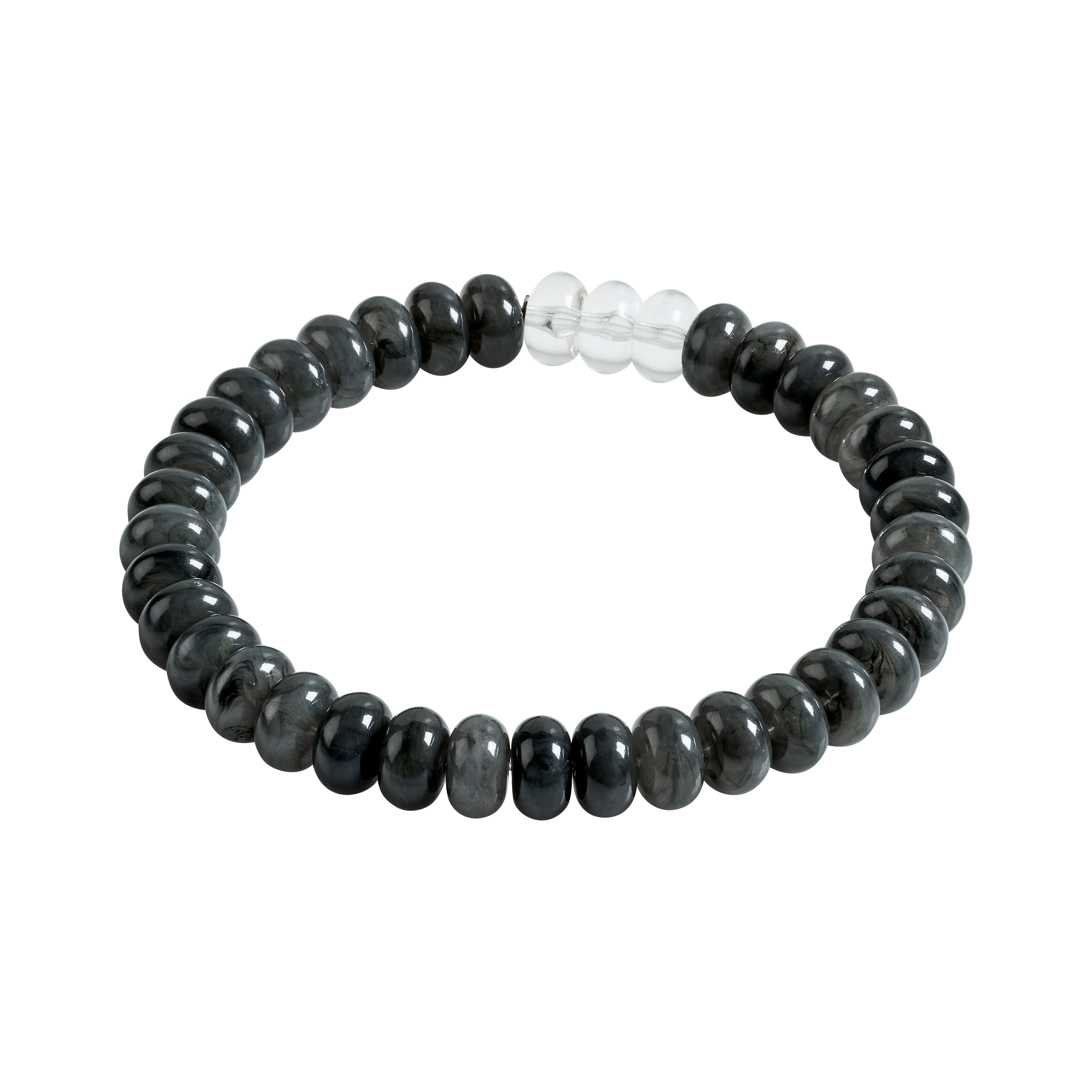 ECLIPSE anklet: chunky black beads on elastic, embodying a laid-back, eco-friendly vibe, perfect for summer style seekers.
