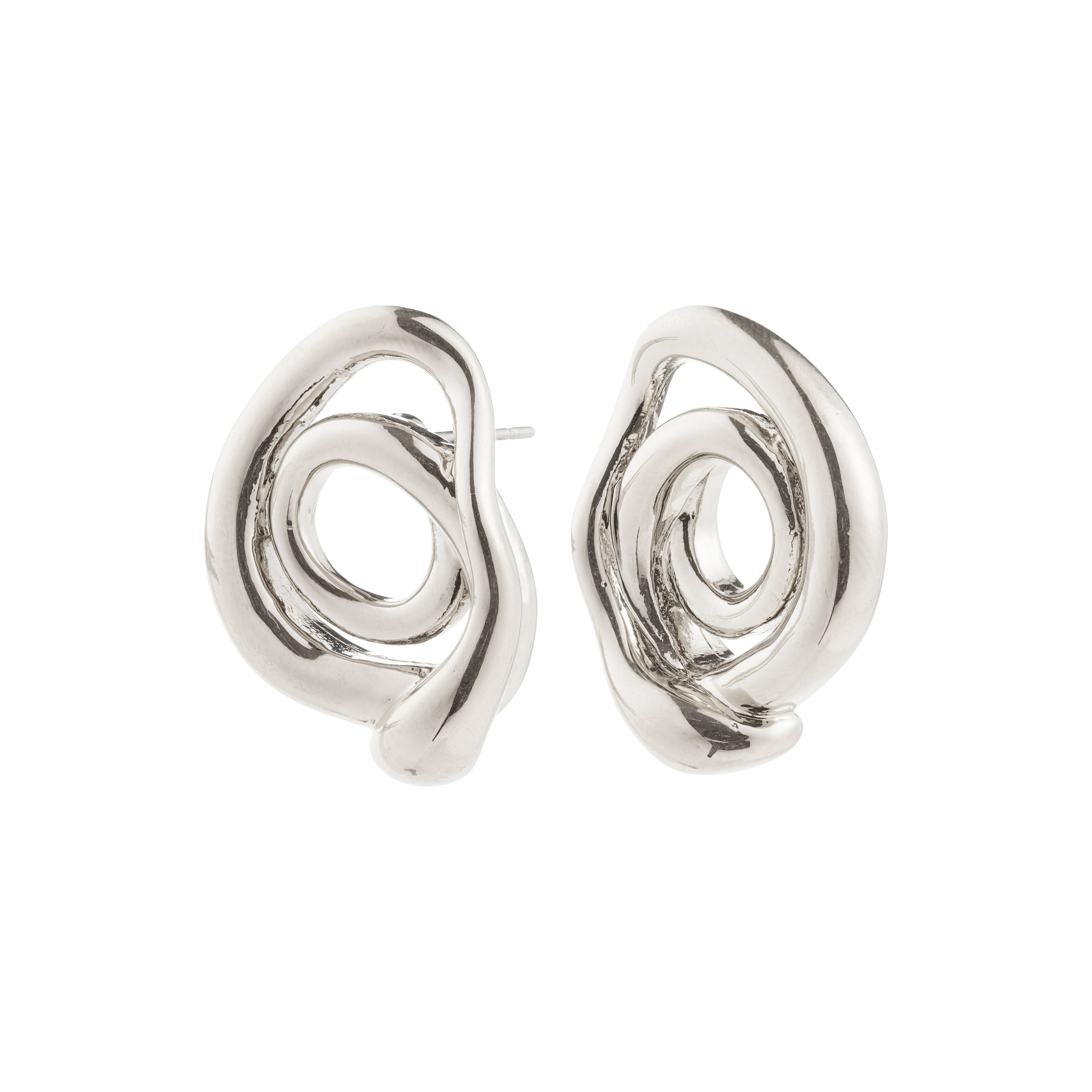 UNFOLD earrings silver-plated: Sleek, twisted spiral design with a polished finish, offering a playful and contemporary touch, perfect for adding personality to your style.