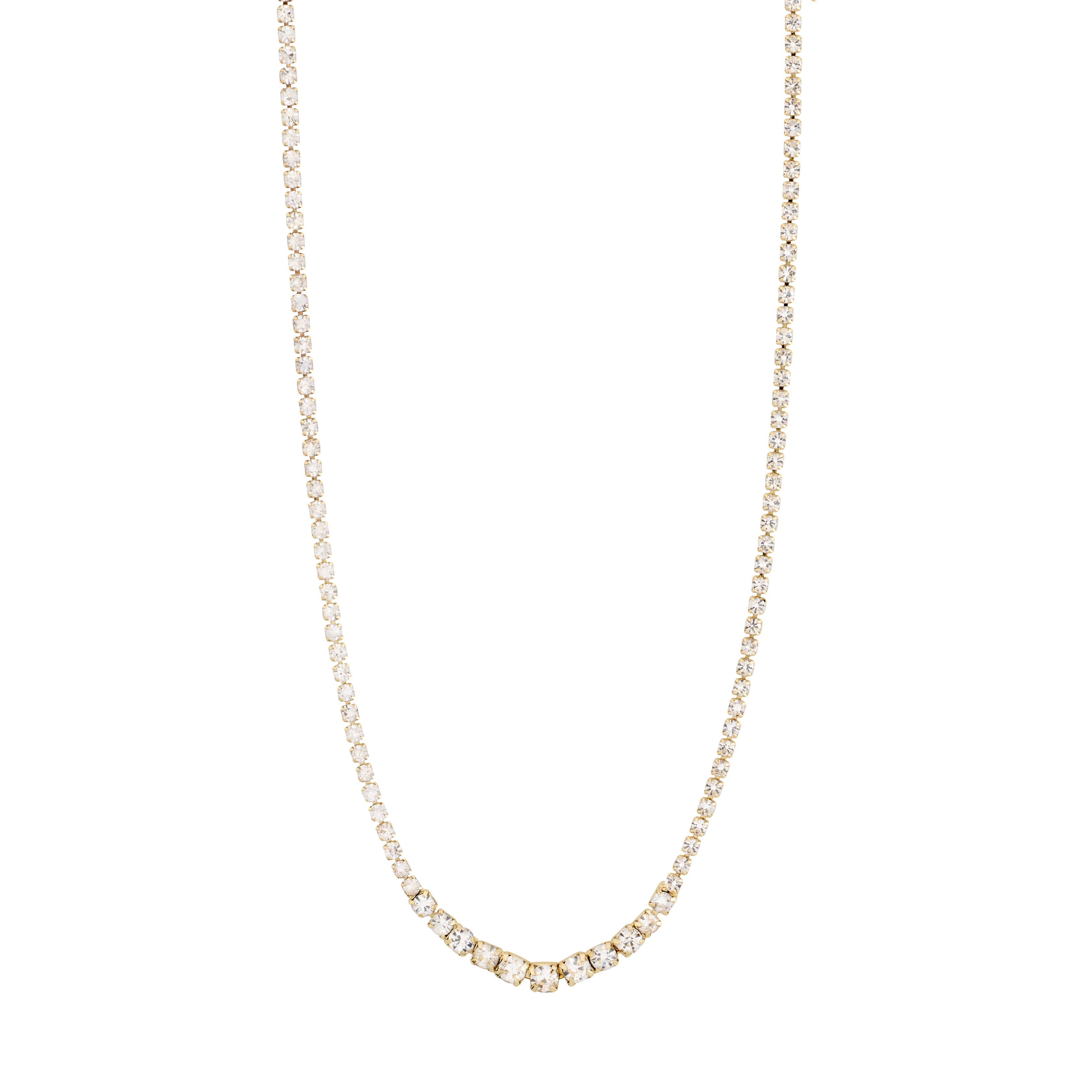 SKY necklace gold-plated with diamonds; features shiny Preciosa crystals for an elegant, sparkling look. Chain measures 38 cm plus a 9 cm extension.