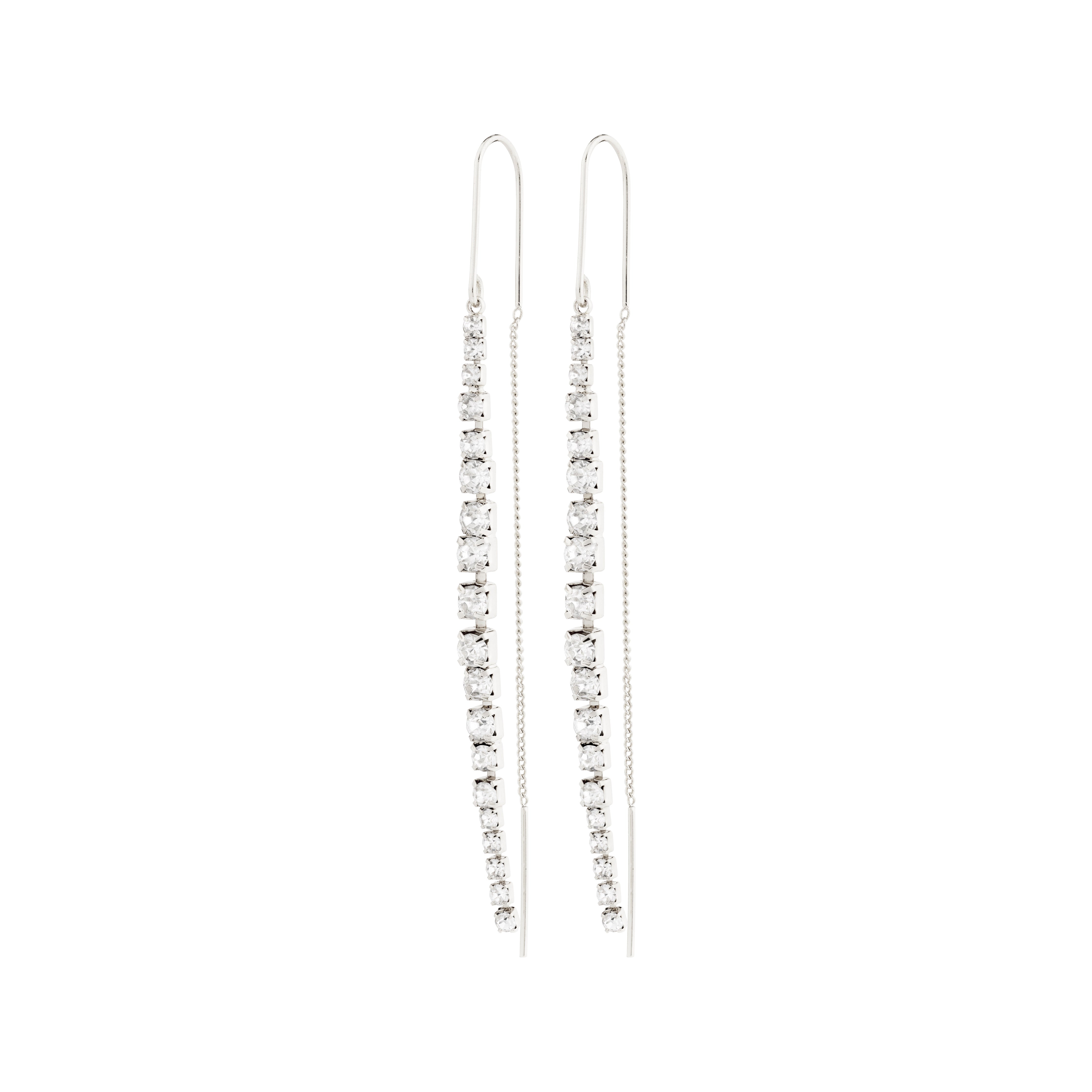 Silver-plated SKY chain earrings with dazzling Preciosa crystals, featuring sleek chains for a sophisticated and glamorous look, perfect for any occasion.