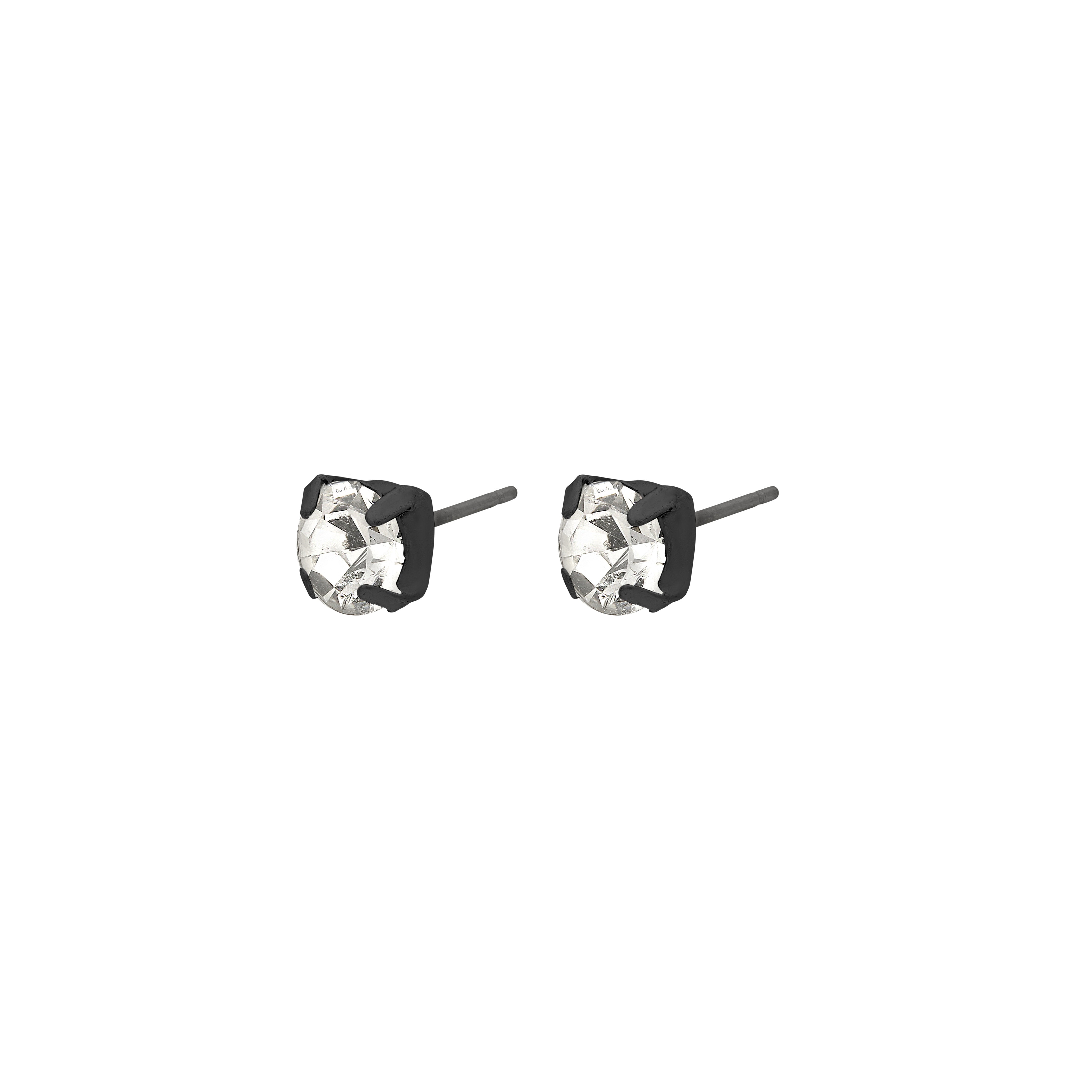 Original crystal earstuds in hematite color, featuring a clear Preciosa crystal set in a hematite hue, highlighting elegance and sparkle for any jewellery collection.
