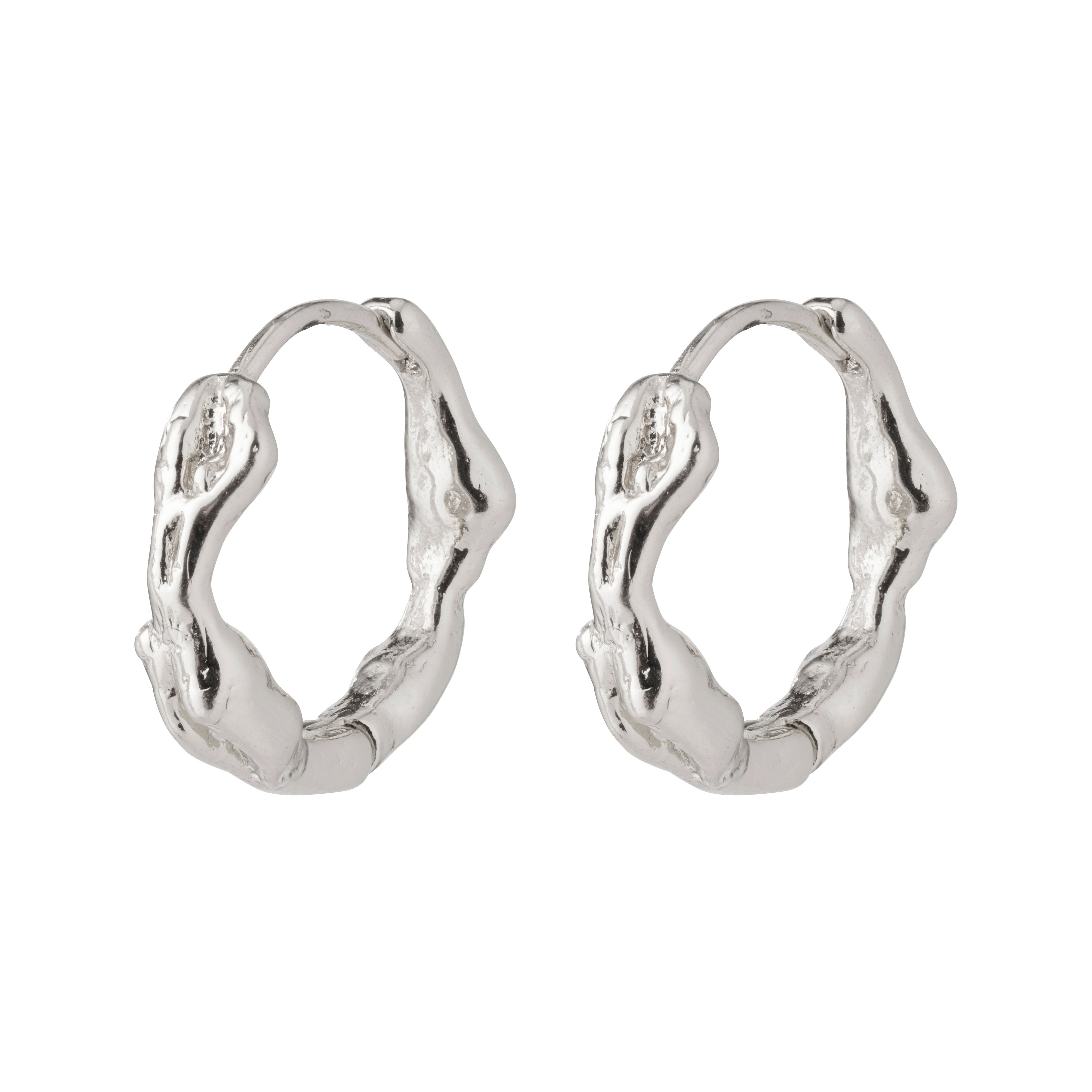 ZION small huggie hoop earrings, silver-plated with quirky, curved design, adding a playful, classy touch to your style. Perfect for blending creativity with classic vibes.