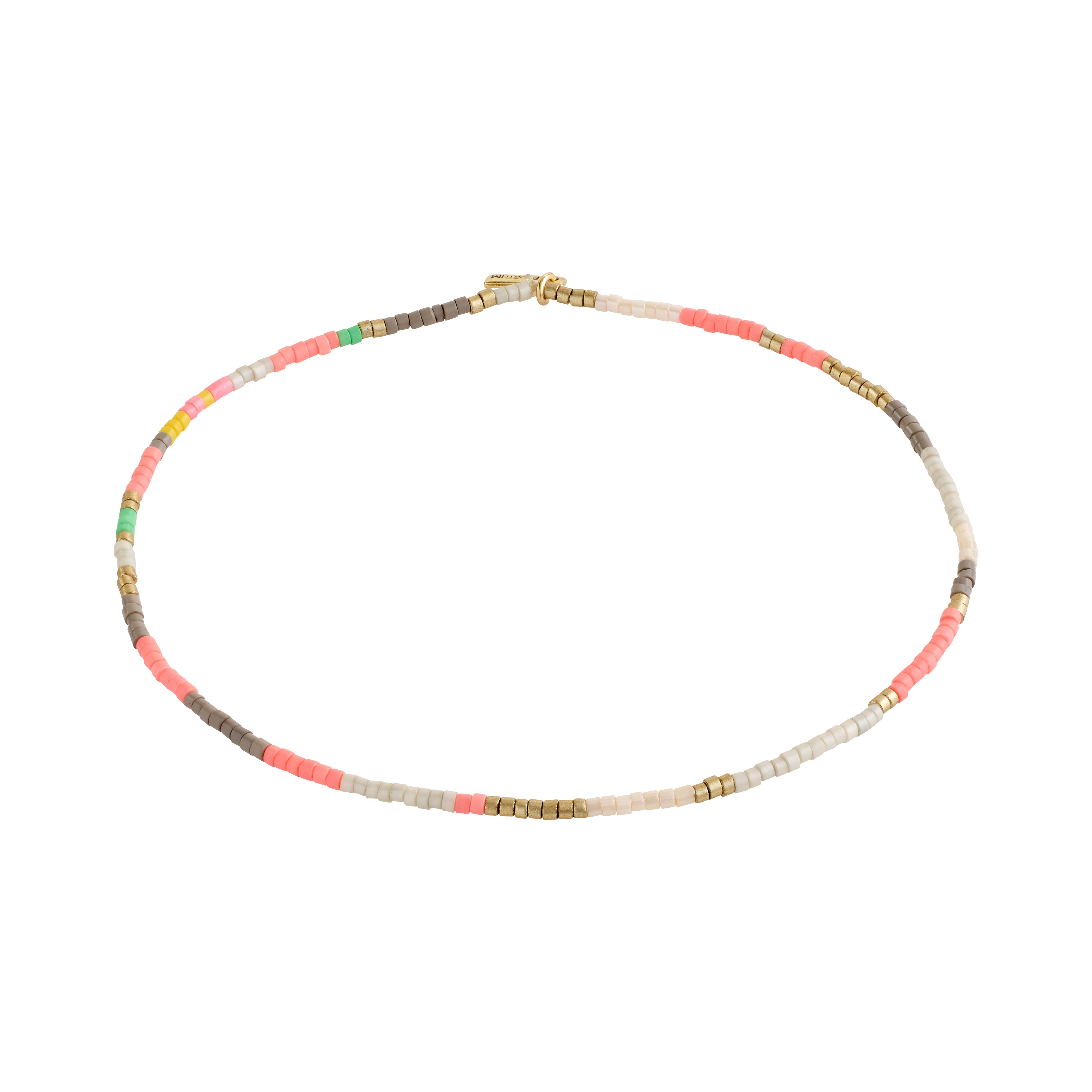 ALISON ankle chain rose, gold-plated, featuring colorful pink and white beads, offering a playful summer vibe. Ideal for day or night events.