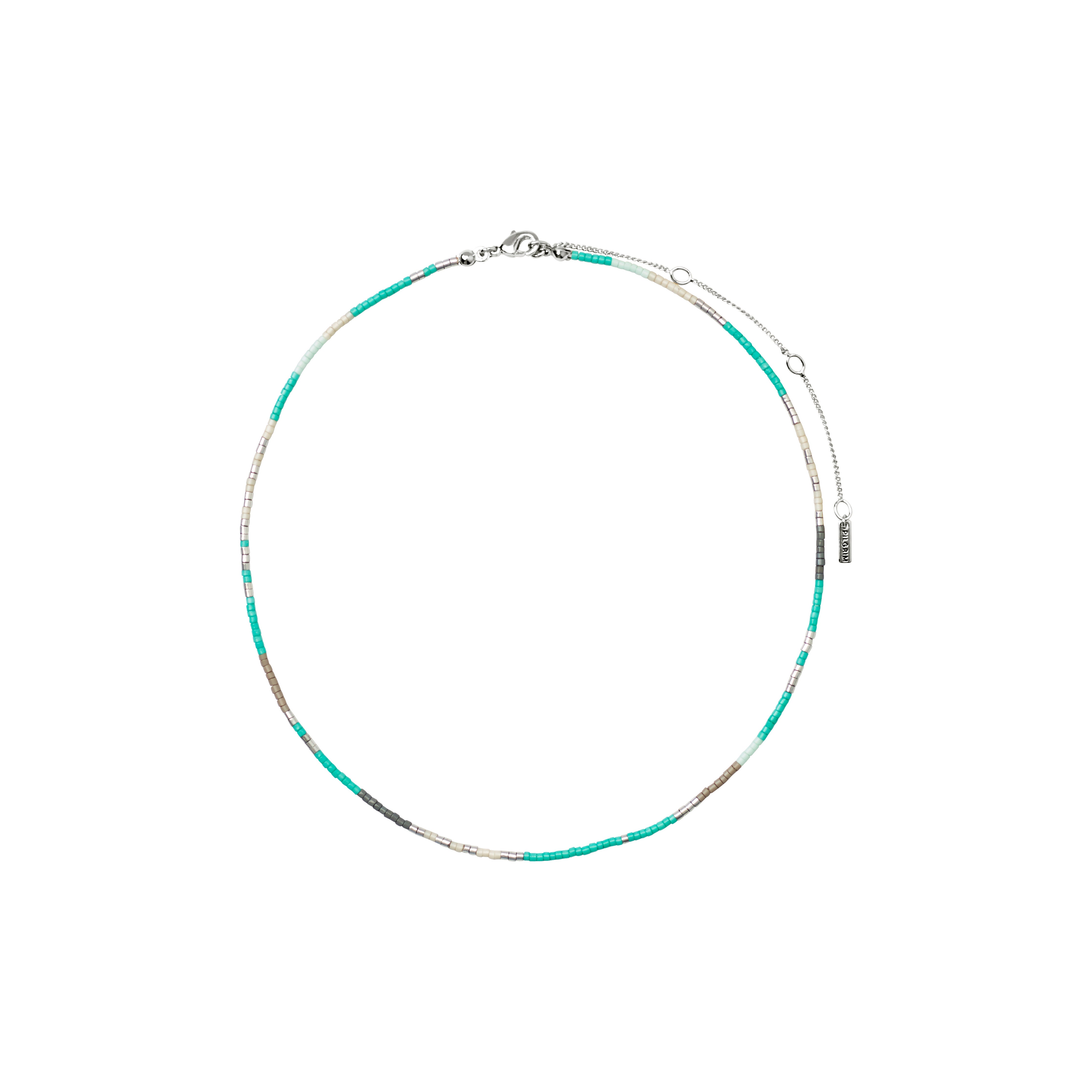 ALISON necklace mint, silver-plated, features turquoise beads for a boho-inspired look, ideal for layering and expressing a relaxed, festival-ready style.