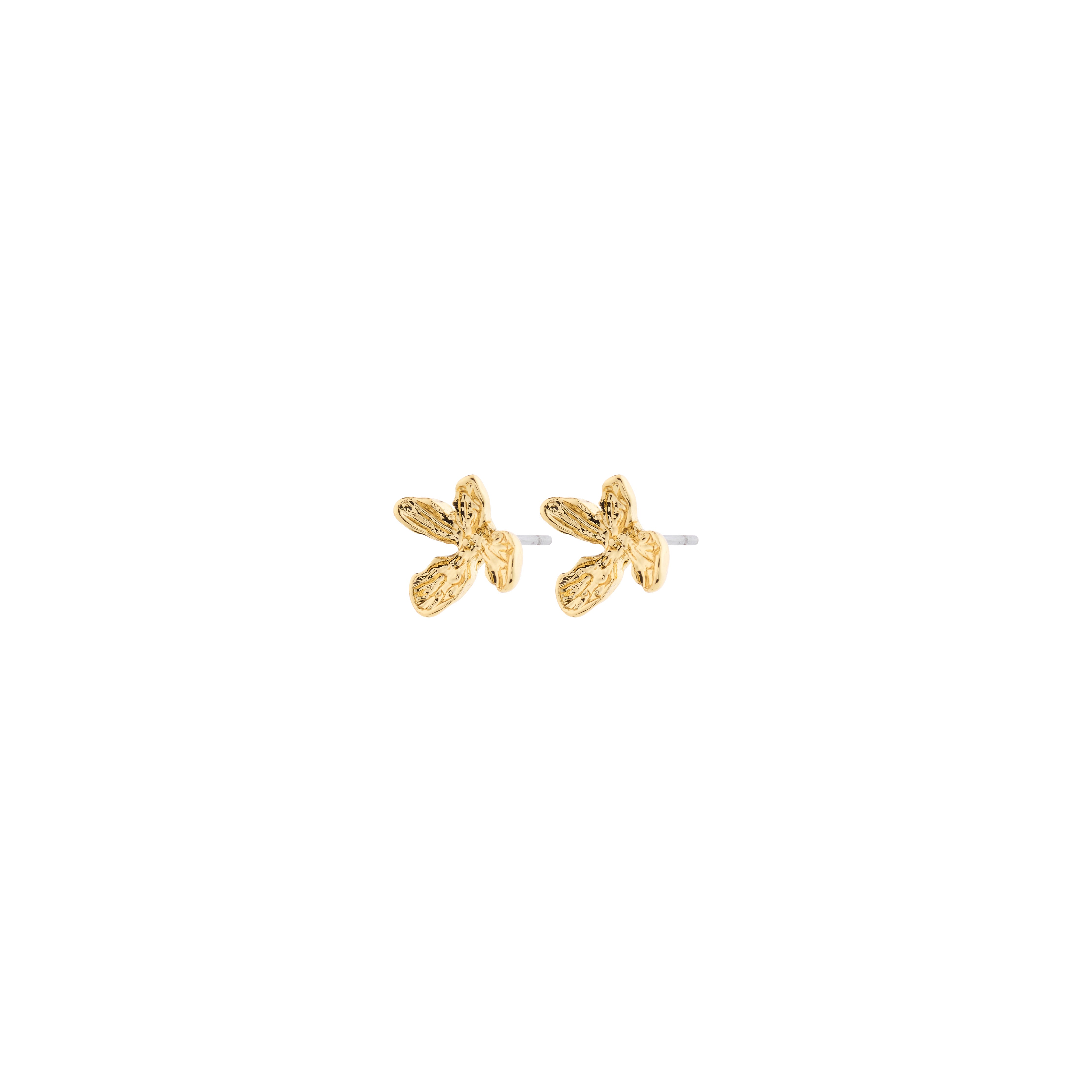 AGLAIA gold-plated earrings with a delicate nature-inspired flower design, embodying Pilgrim's blend of timeless style and sustainability. Perfect for summer elegance.