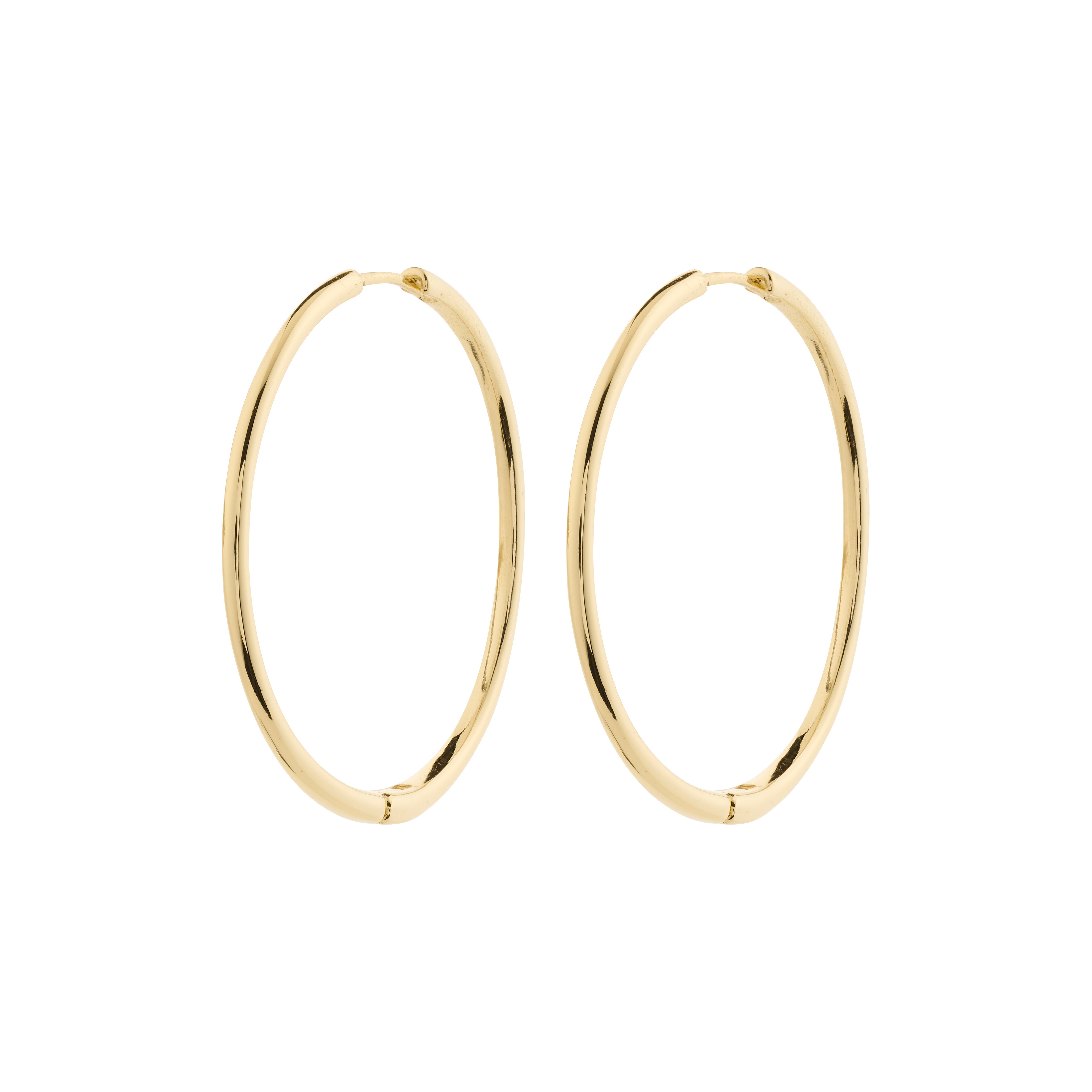 ARTEMIS gold-plated hoop earrings with a Scandinavian-inspired design, featuring shiny finish and practical click clasps, ideal for everyday or party wear.