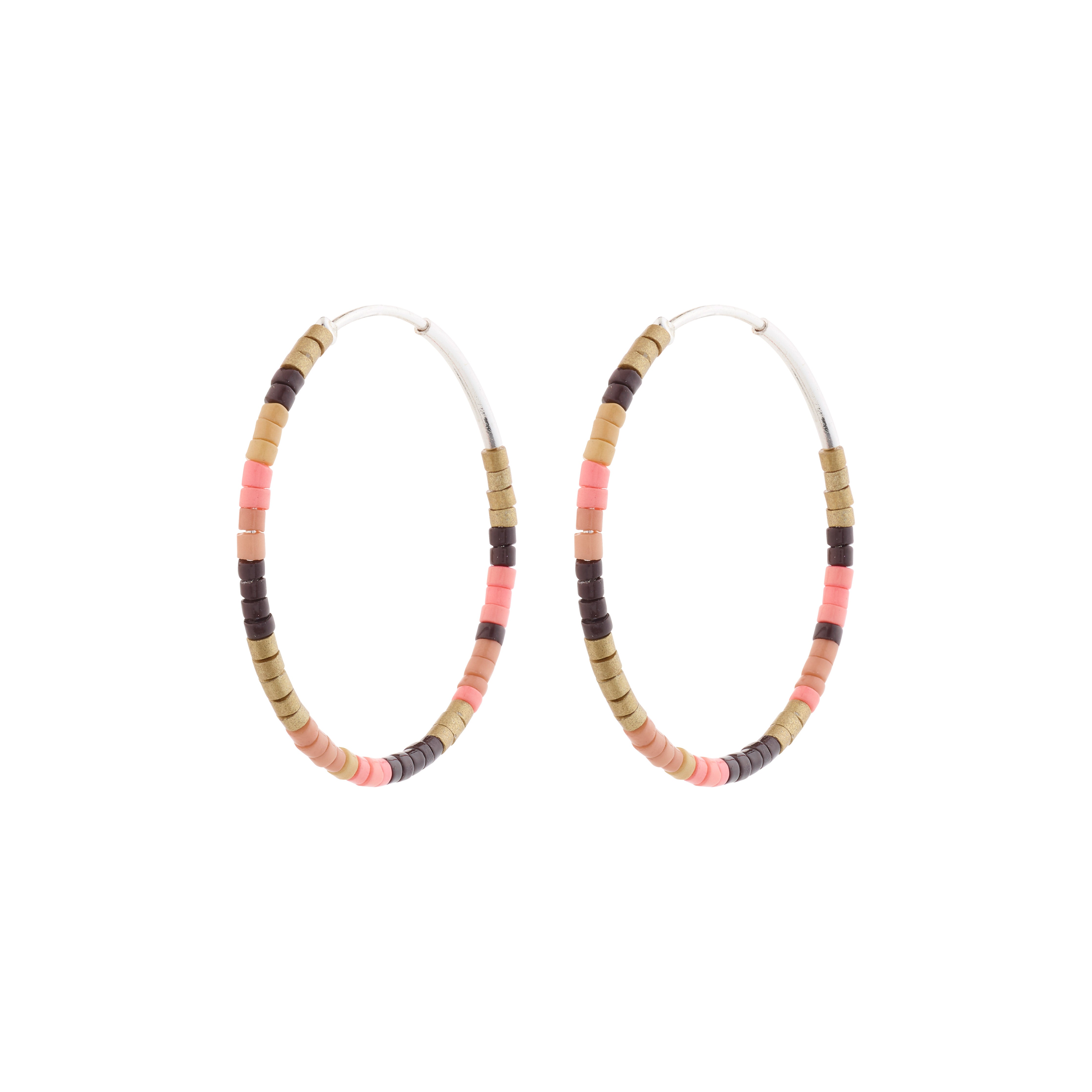 APPOLLONIA earrings silver-plated, featuring delicate hoop design with tube-shaped glass beads, perfect for a relaxed summer style, reflecting Pilgrim's Scandinavian craftsmanship.