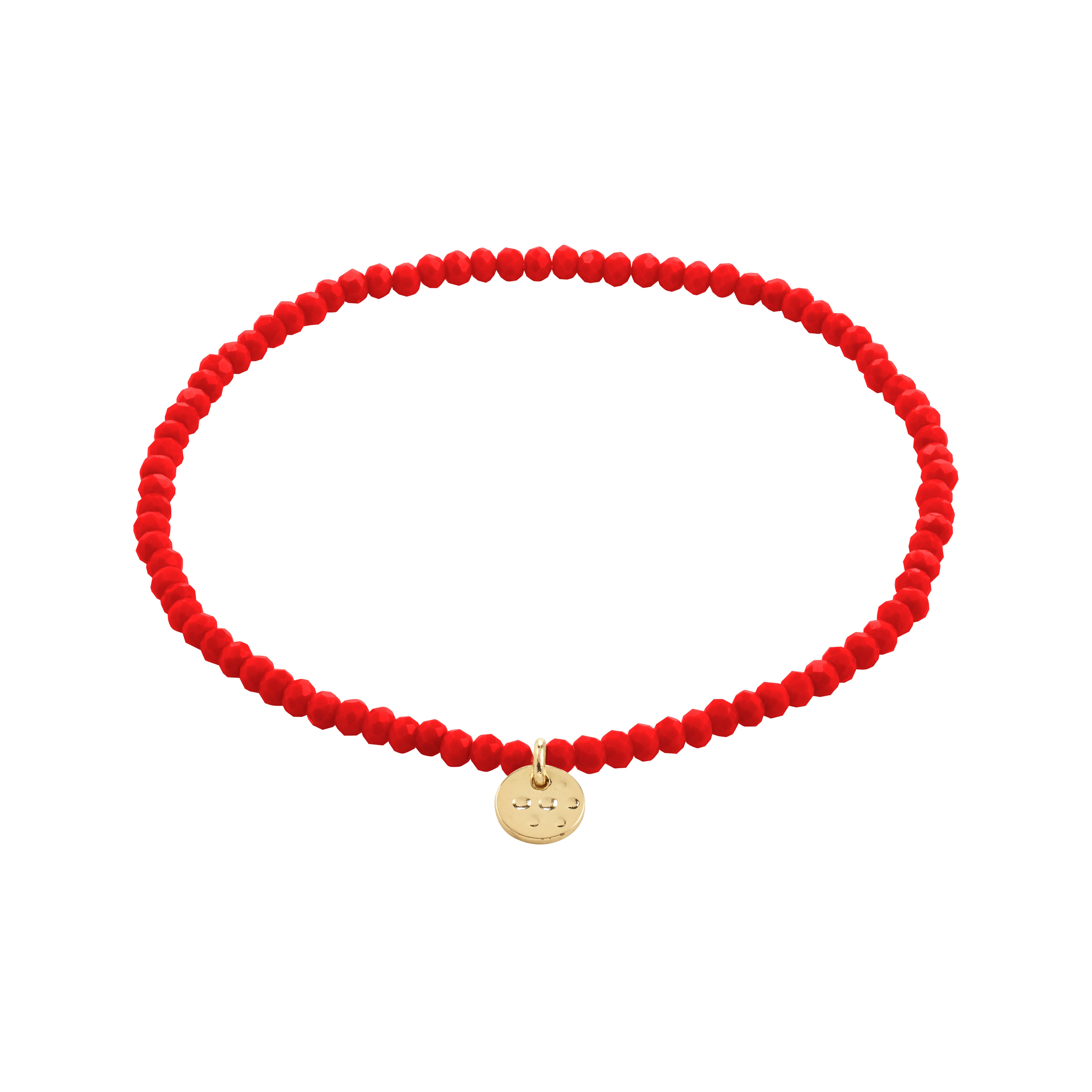 INDIE bracelet features red faceted beads and a gold-plated charm, showcasing Pilgrim's blend of timeless Danish design and trend-focused style.