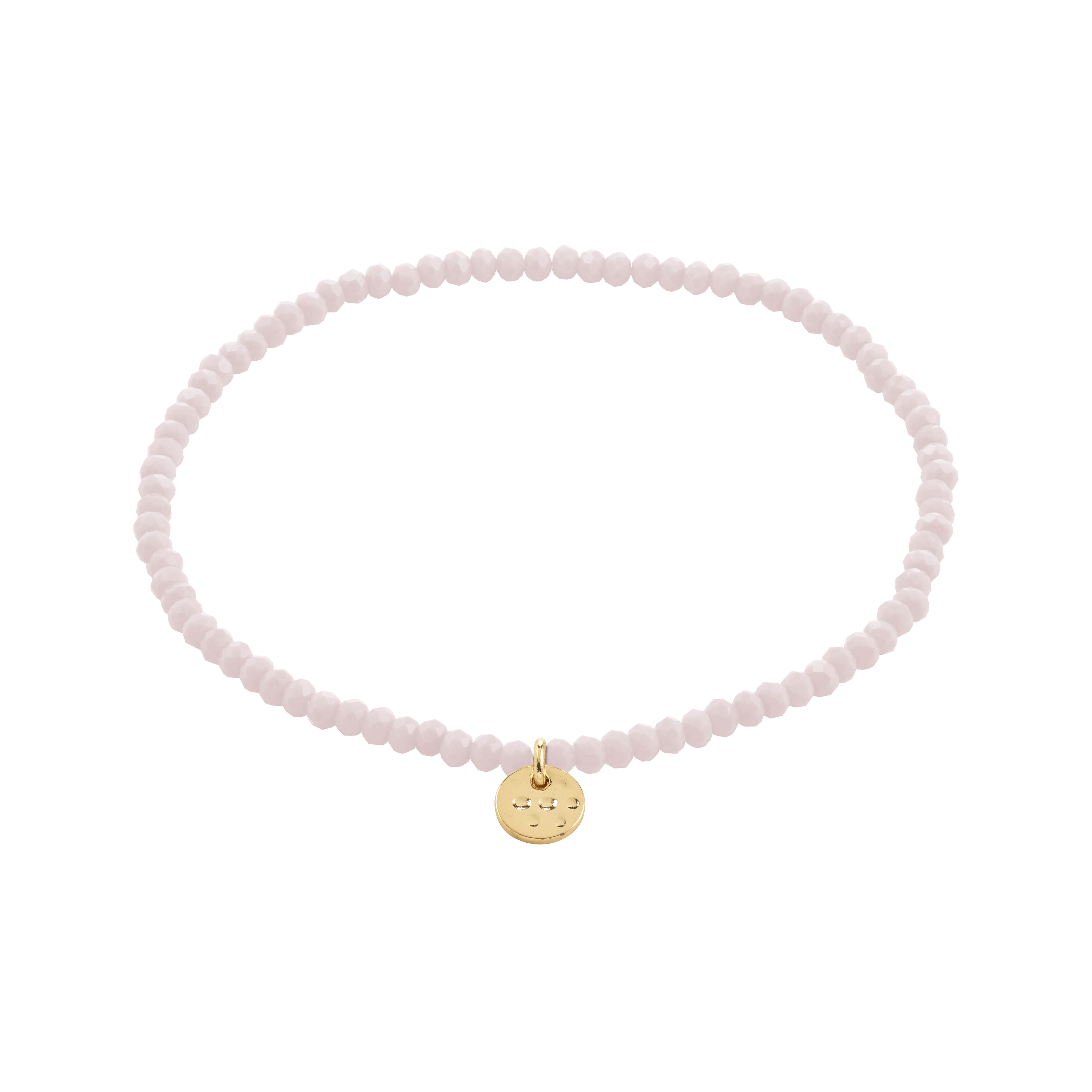 INDIE bracelet rose, gold-plated: A delicate stretch bracelet with pale rose faceted beads and a small gold-toned charm, perfect for stacking or solo wear.