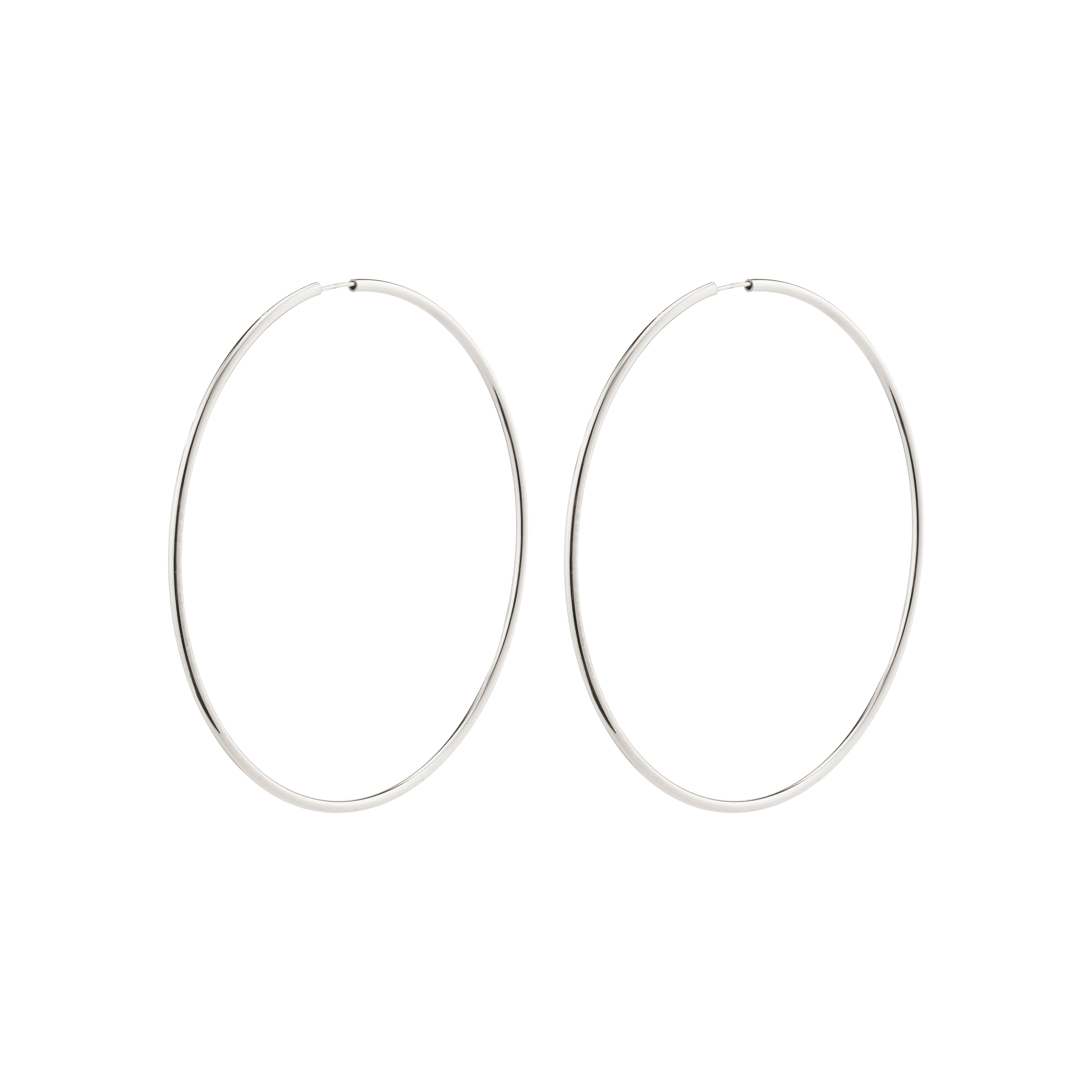 APRIL maxi hoop earrings, silver-plated, feature large 80 mm creoles. Their simple yet sassy design offers an elegant finishing touch for any occasion.