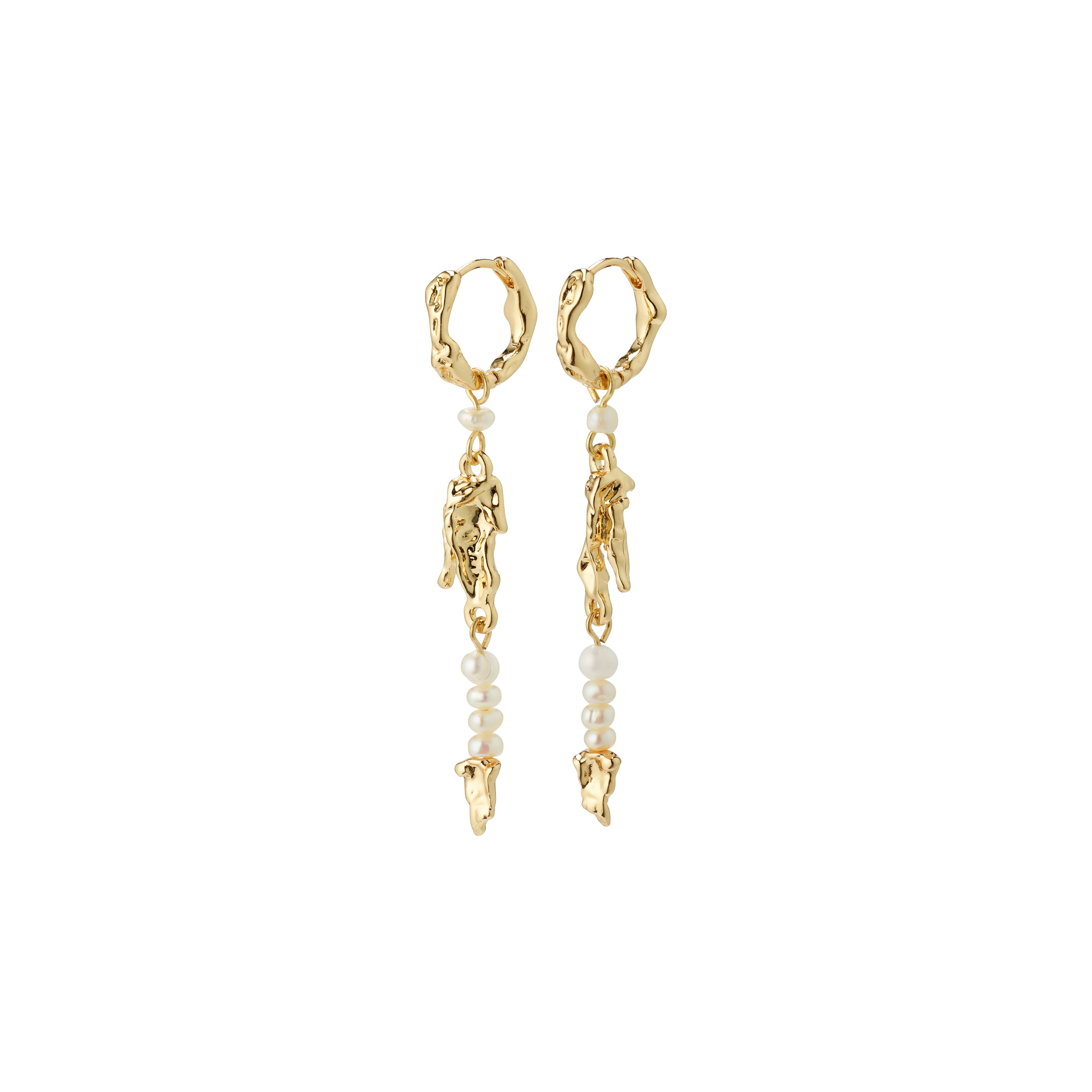 NIYA freshwater pearl earrings gold-plated, featuring organic shapes and genuine freshwater pearls, perfect for adding playful flair to your summer style.