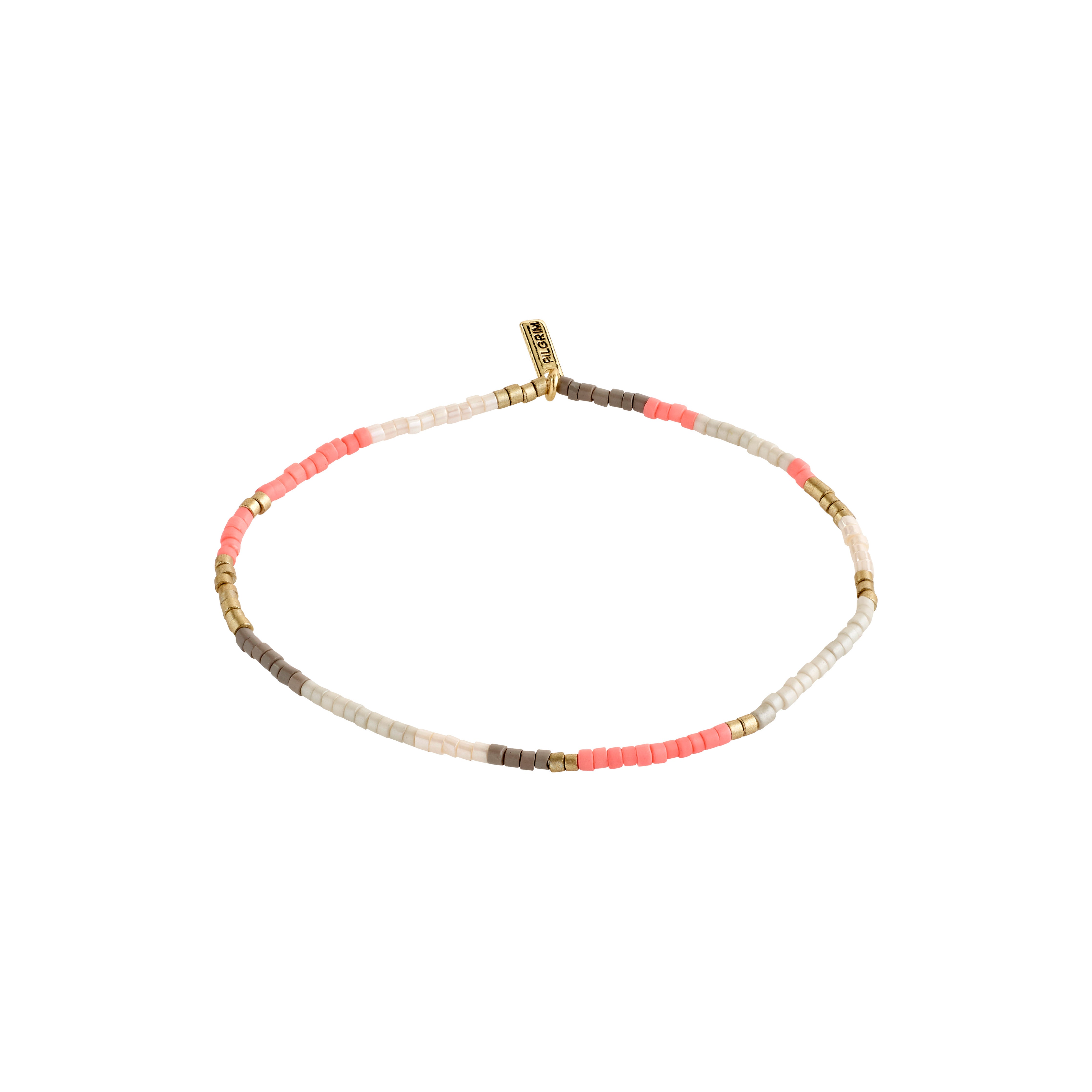 ALISON bracelet rose features glass beads in rose and grey with a gold clasp, perfect for stacking and embodying a boho-inspired style.