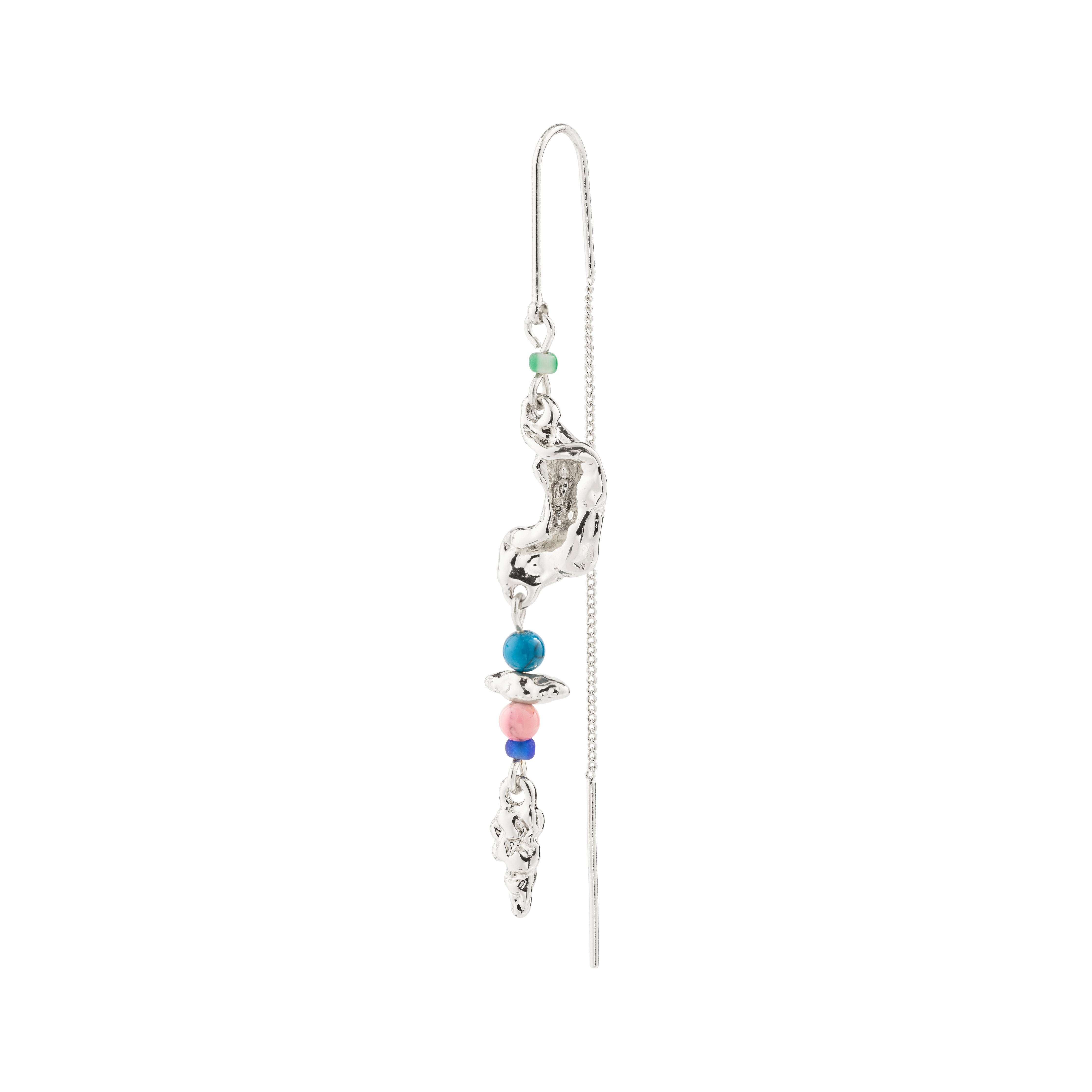 SELENE single earring silver-plated, featuring a handcrafted design with colorful beads and an organic shape, perfect for a playful, boho summer style.