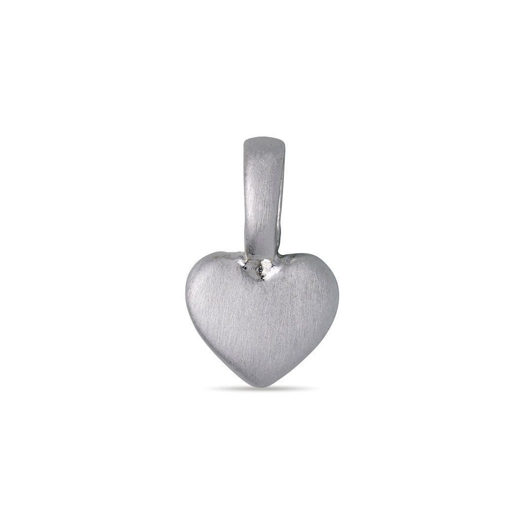 Silver-plated CHARM heart pendant with a silk-matt finish, perfect for wearing alone or with other jewelry on a bracelet or necklace.