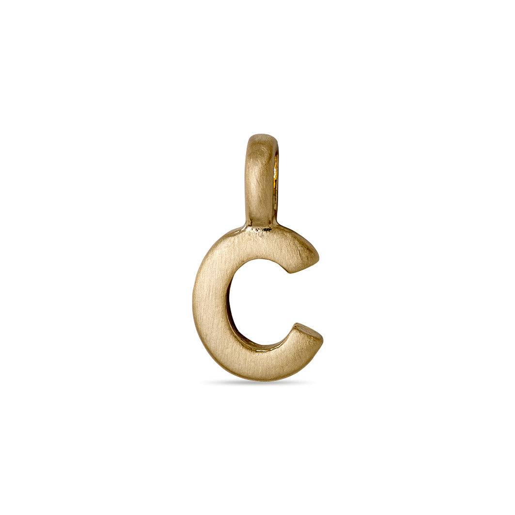 Gold-plated CHARM C pendant with a screw-in hook design for personalized jewelry, perfect for creating bespoke, trendy looks.