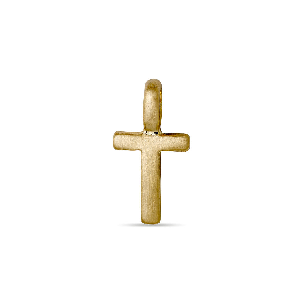 Gold-plated CHARM T pendant with elegant design, perfect for personalization. Ideal for wearing alone or combining with other letters for a bespoke jewelry look.