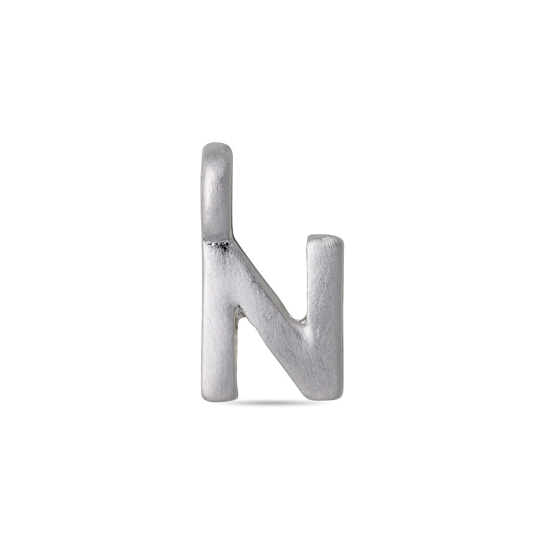 Silver-plated CHARM N pendant, perfect for personalization. Ideal for wearing solo or combining with other letters to create a bespoke jewellery piece.