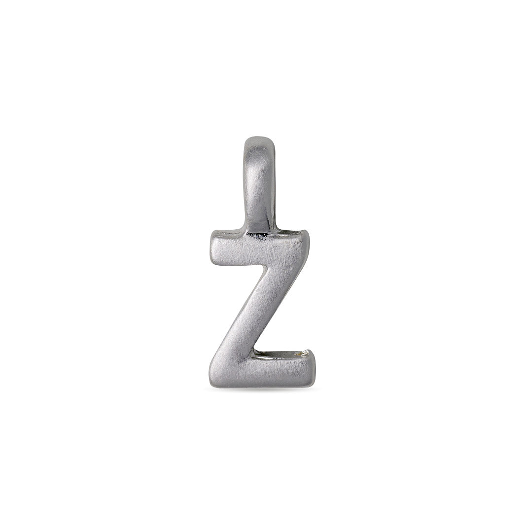Silver-plated CHARM Z pendant, showcasing a sleek silver letter design, ideal for personalized jewelry. Perfect for adding a bespoke touch to your collection.
