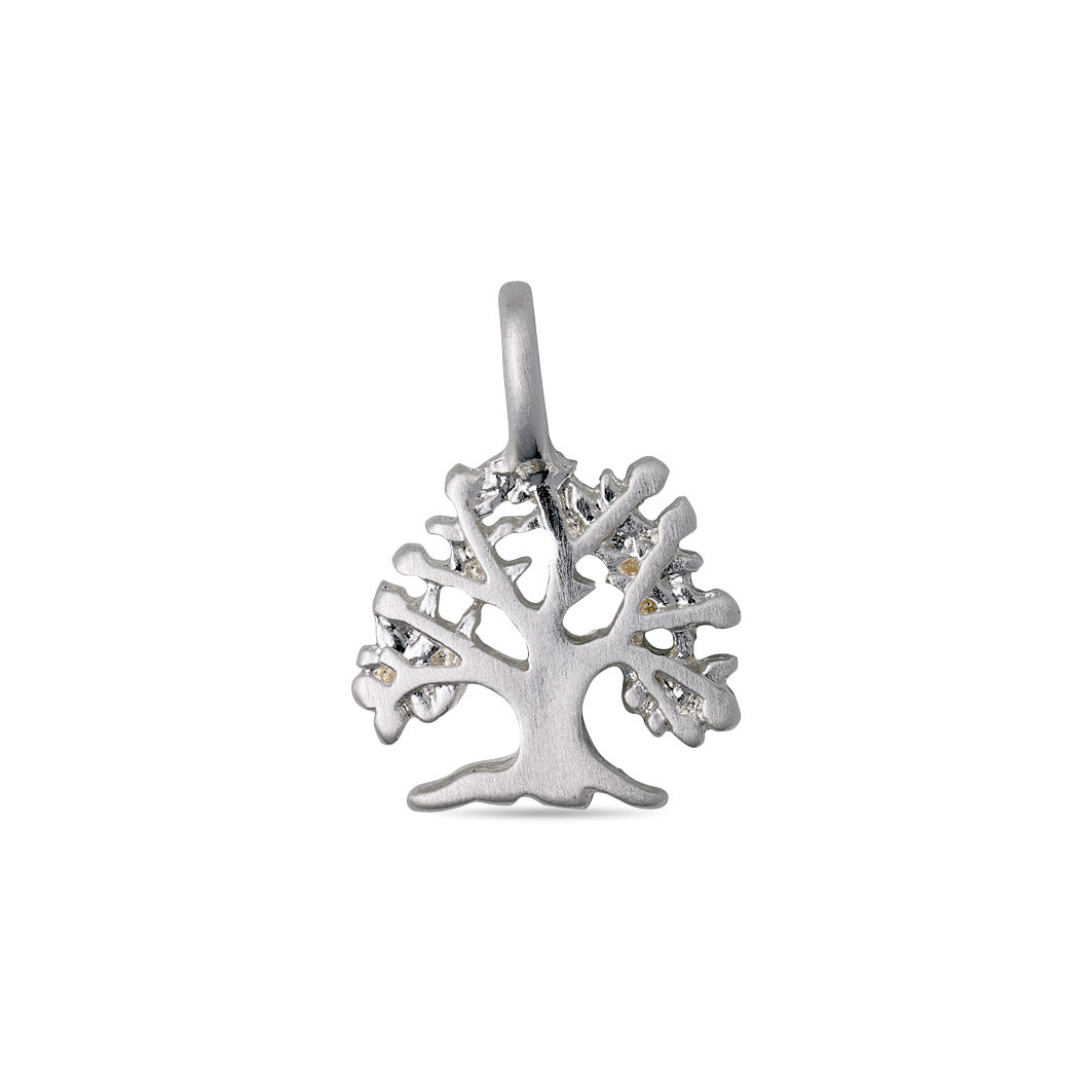Silver-plated CHARM tree-of-life pendant, featuring intricate design with diamond accents, perfect for adding a touch of nature to your jewelry collection.