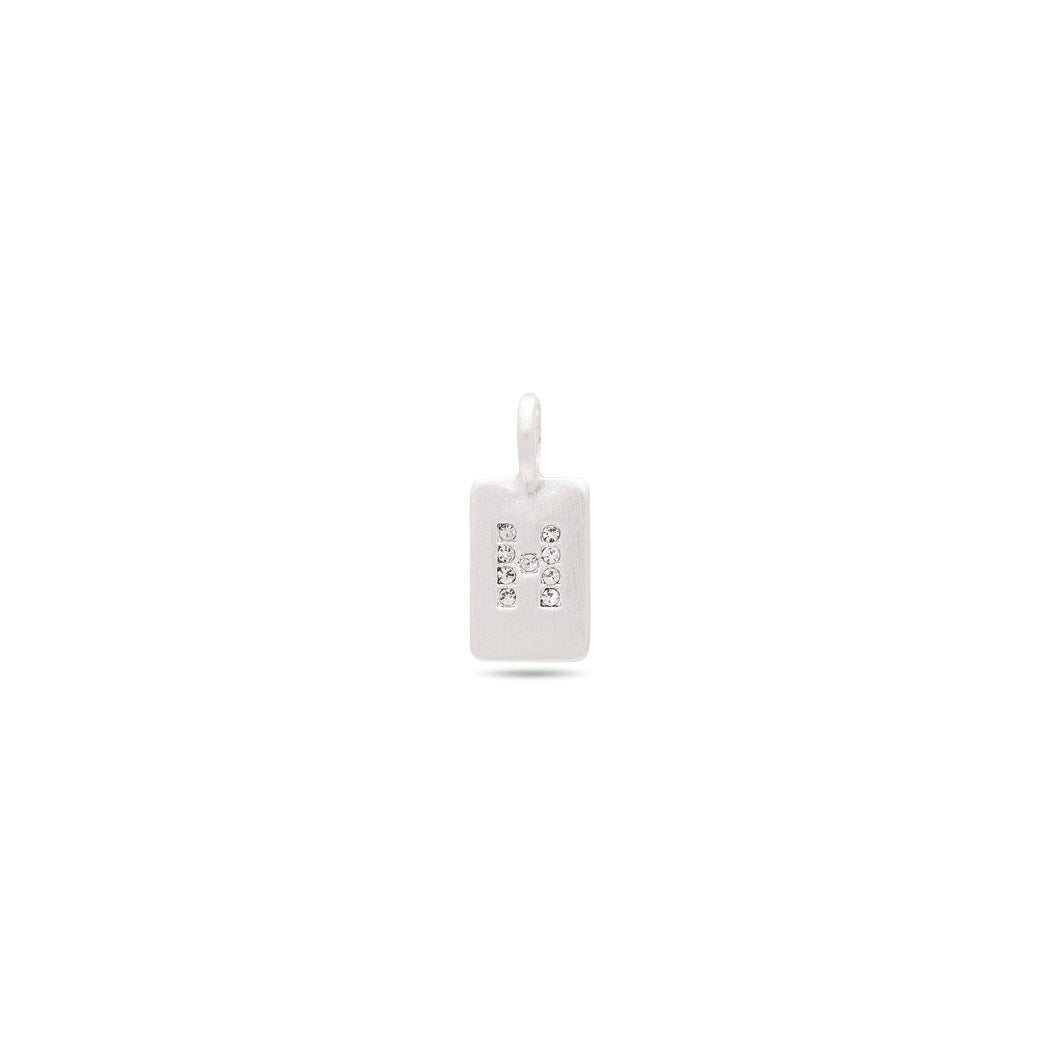 Silver-plated CHARM crystal H pendant with sparkling crystals, minimalistic design, perfect for layering on bracelets or necklaces.