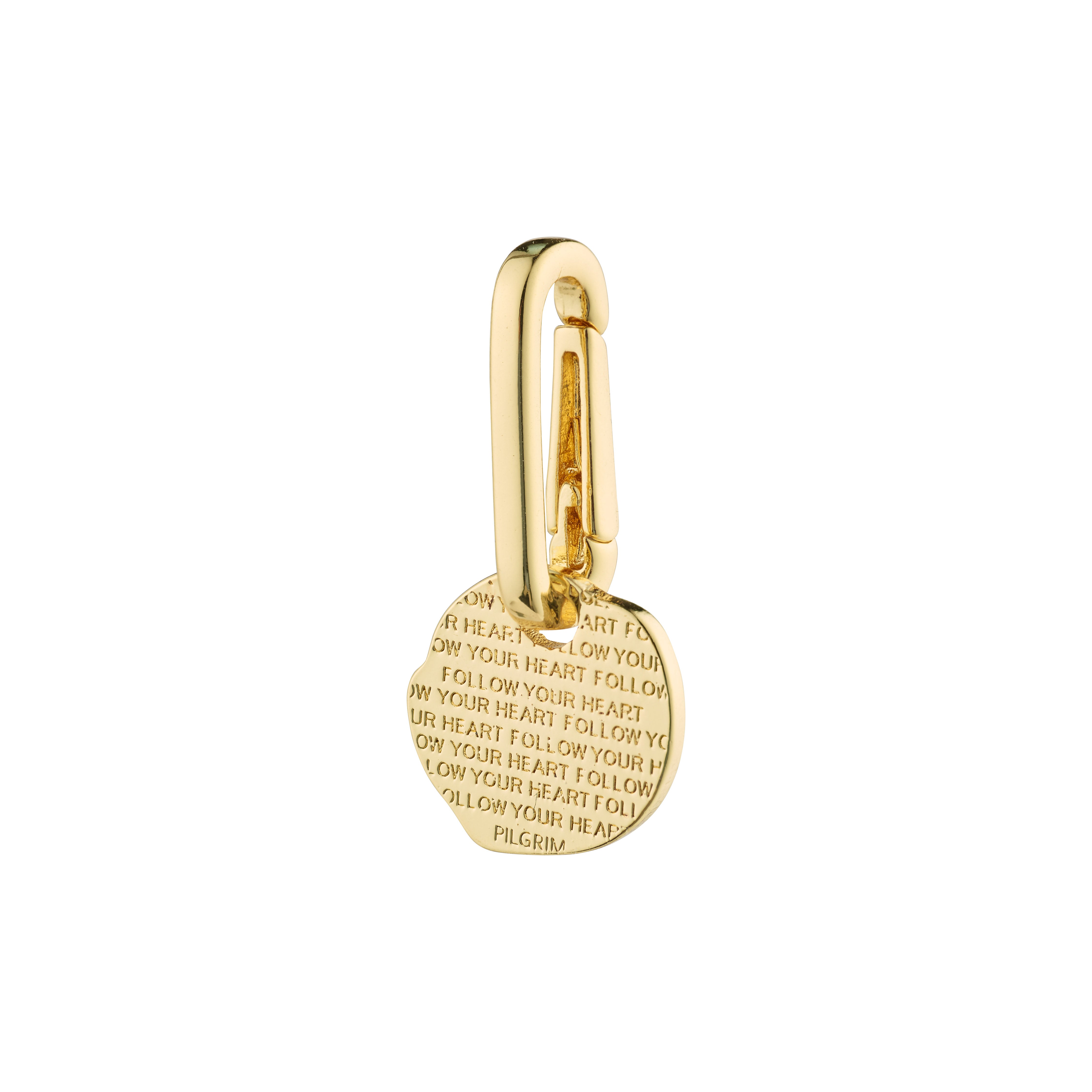 Gold-plated CHARM coin pendant, ideal for personal styling. Adds a unique touch when paired with chains or cords, made from 99% recycled material.