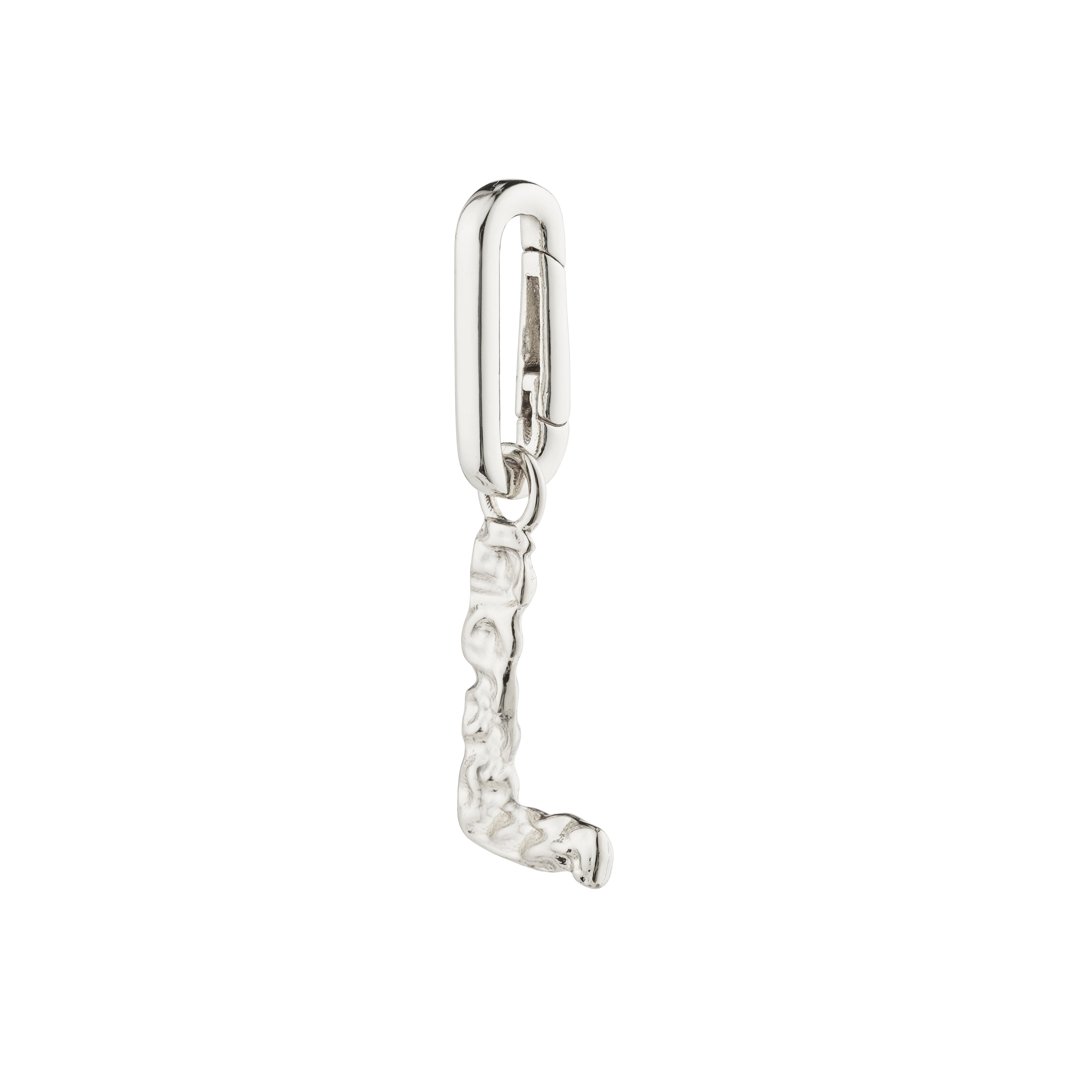 Silver-plated CHARM pendant L with a rustic design, perfect for personalizing your style with Pilgrim's recycled, eco-friendly materials.