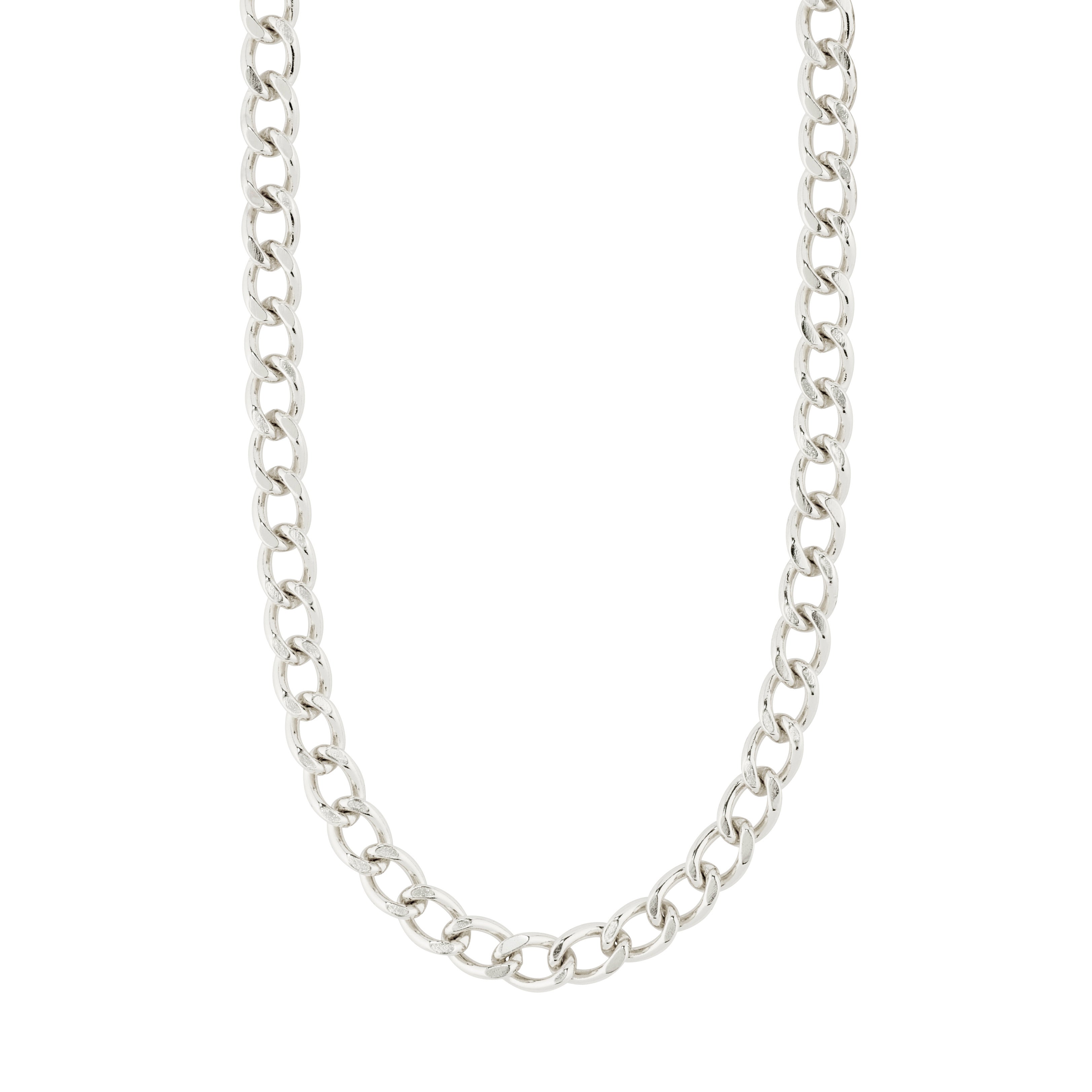 CHARM curb necklace silver-plated, featuring a bold curb chain design, ideal for adding charms. Versatile length for any style. Crafted from 99% recycled materials.