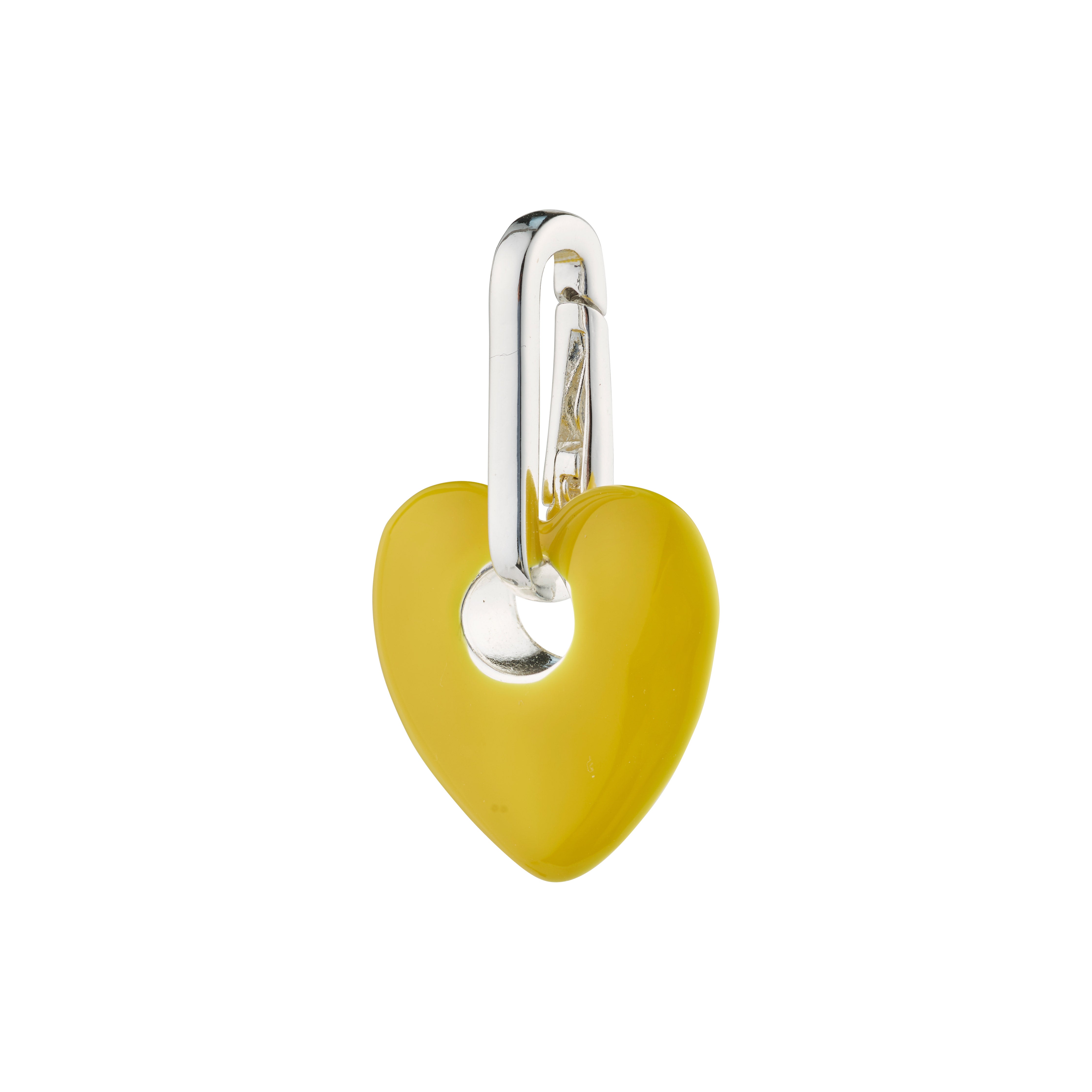 Yellow heart-shaped silver-plated pendant by Pilgrim, perfect for adding a personalized touch to your style. Ideal for pairing with chains or cords.