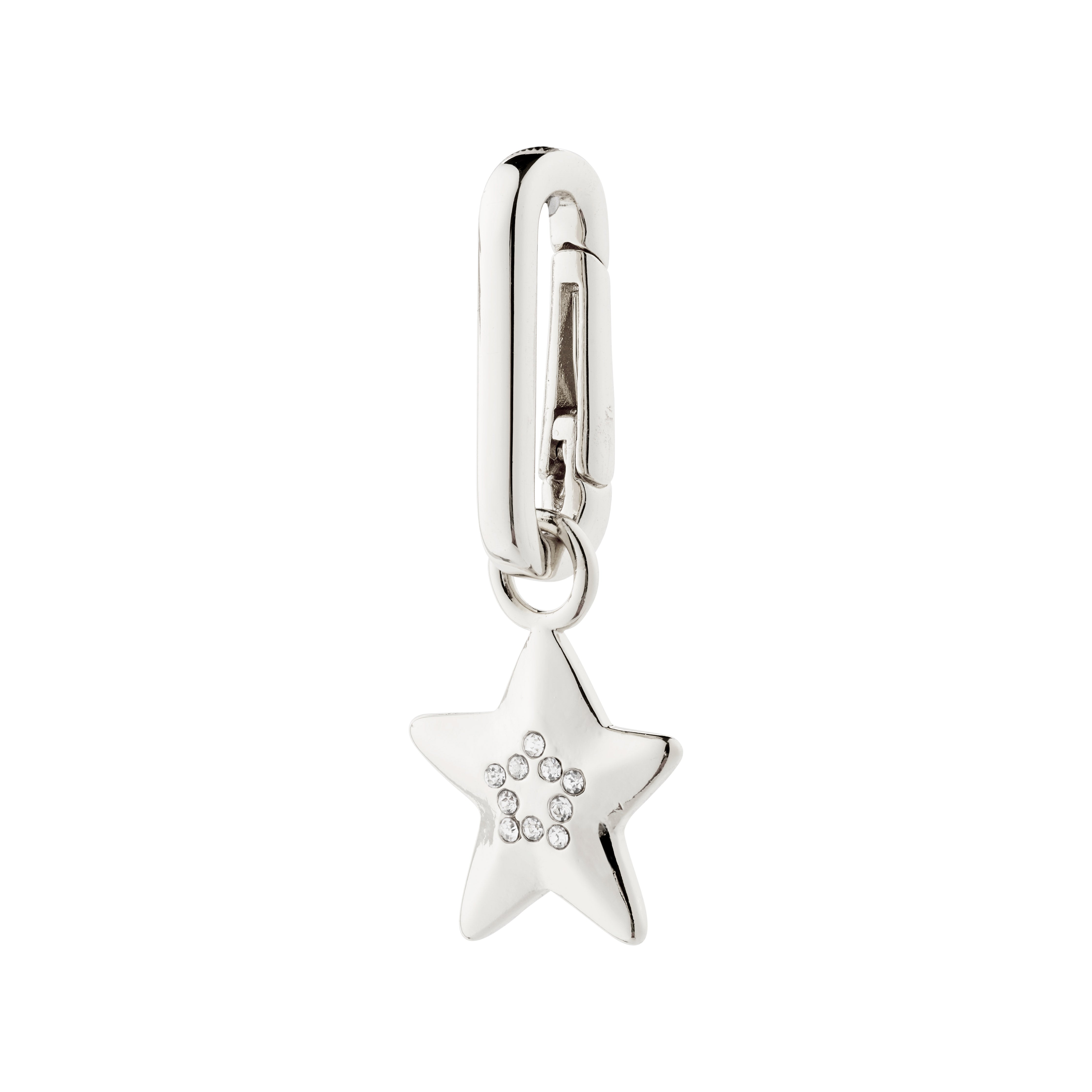 Silver-plated star pendant with Preciosa crystals, perfect for customizing style. Made from 97% recycled material, designed to complement Pilgrim's Scandinavian-inspired jewelry collection.