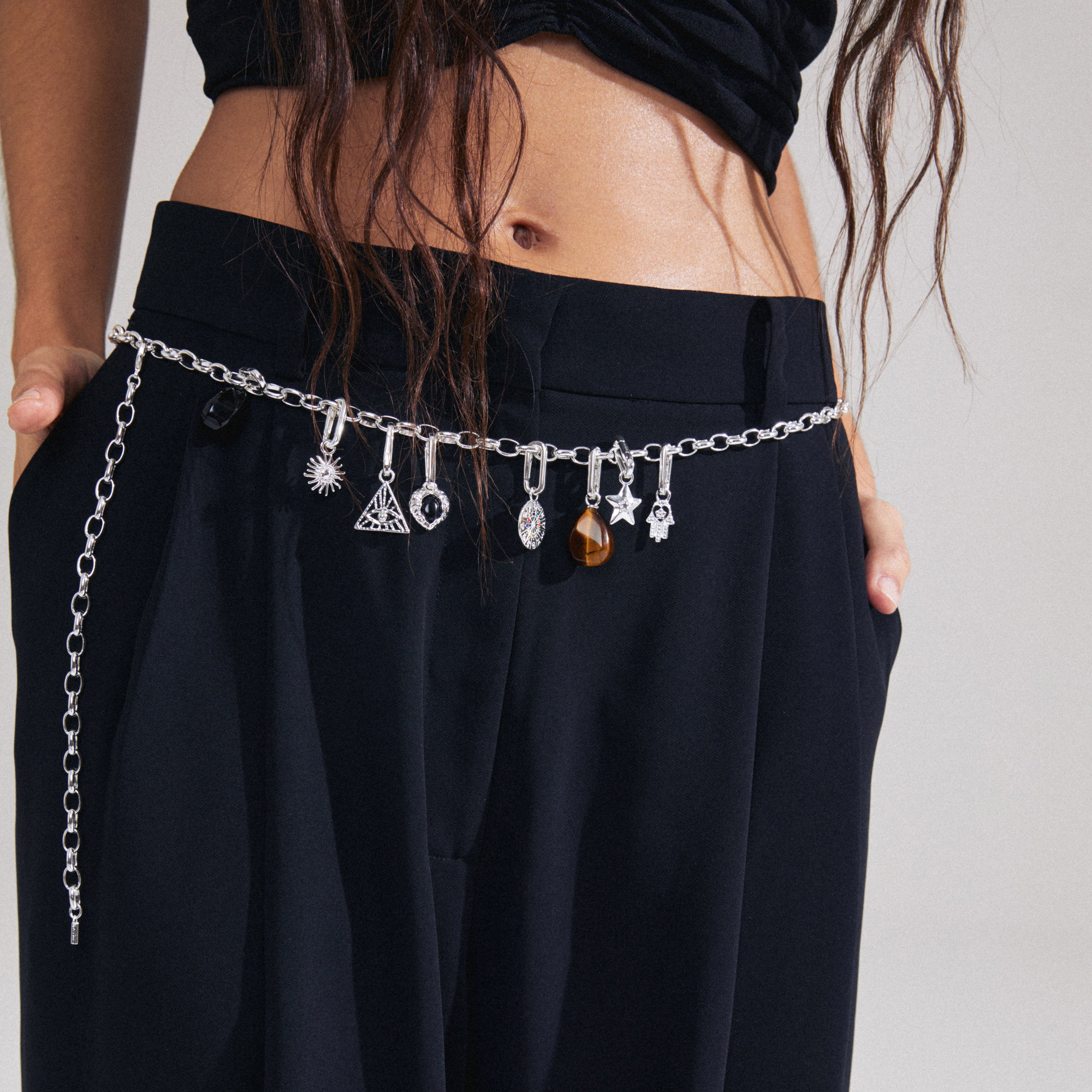 Silver-plated CHARM star pendant adorned with Preciosa crystals, shown close-up, highlighting its intricate design. Ideal for adding a personalized touch to your style.