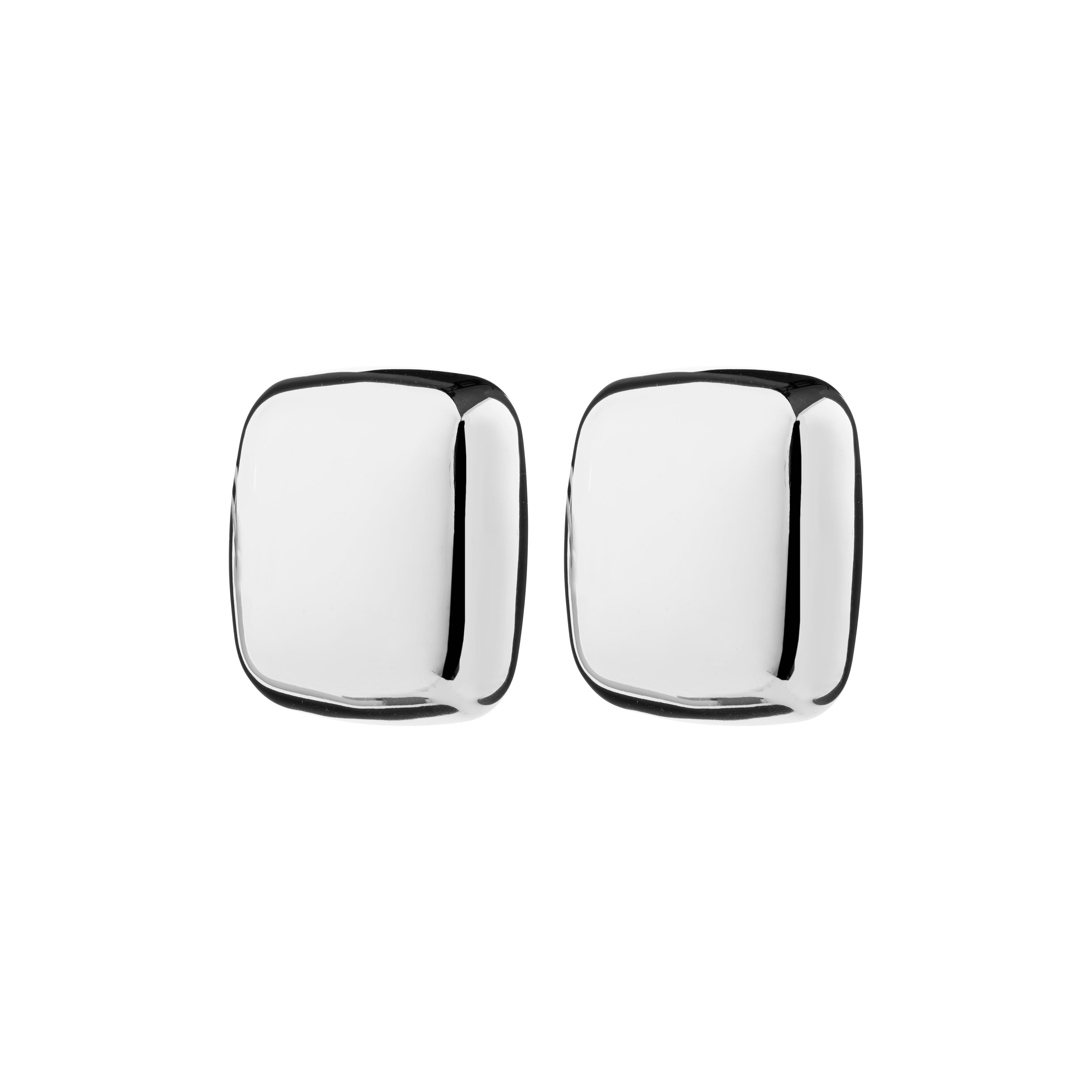 FREJA WEWER x PILGRIM Firenze earrings, silver-plated, featuring chunky square design, perfect for enhancing autumn-winter fashion with a trendy, eco-friendly statement.