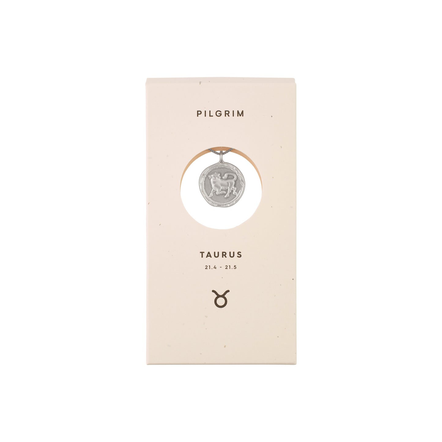 TAURUS recycled Zodiac Sign Coin Necklace, silver-plated