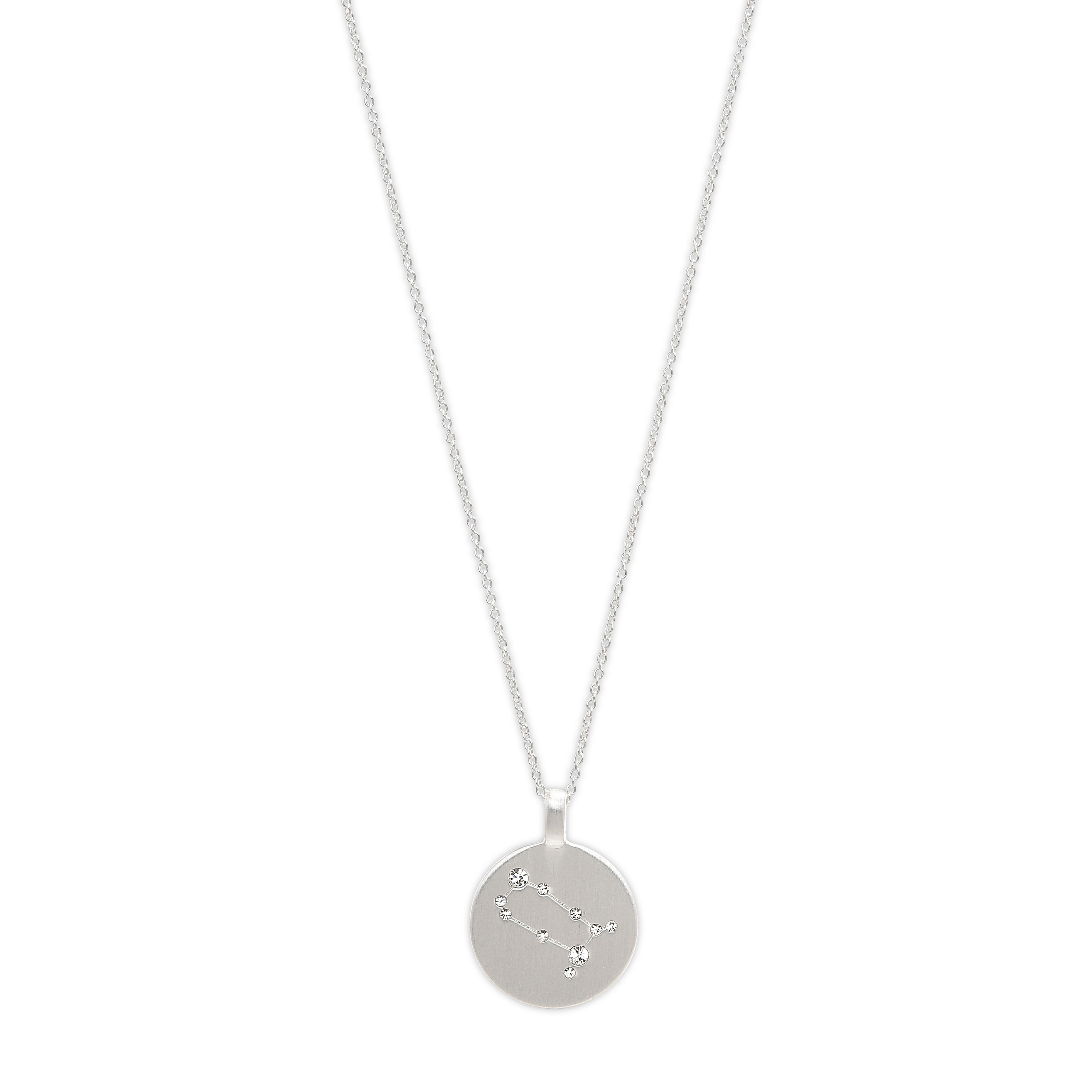 GEMINI Zodiac Sign Coin Necklace, silver-plated, featuring a constellation pendant adorned with crystal stones, embodying timeless Scandinavian craftsmanship. Perfect for trendsetters seeking personal style.