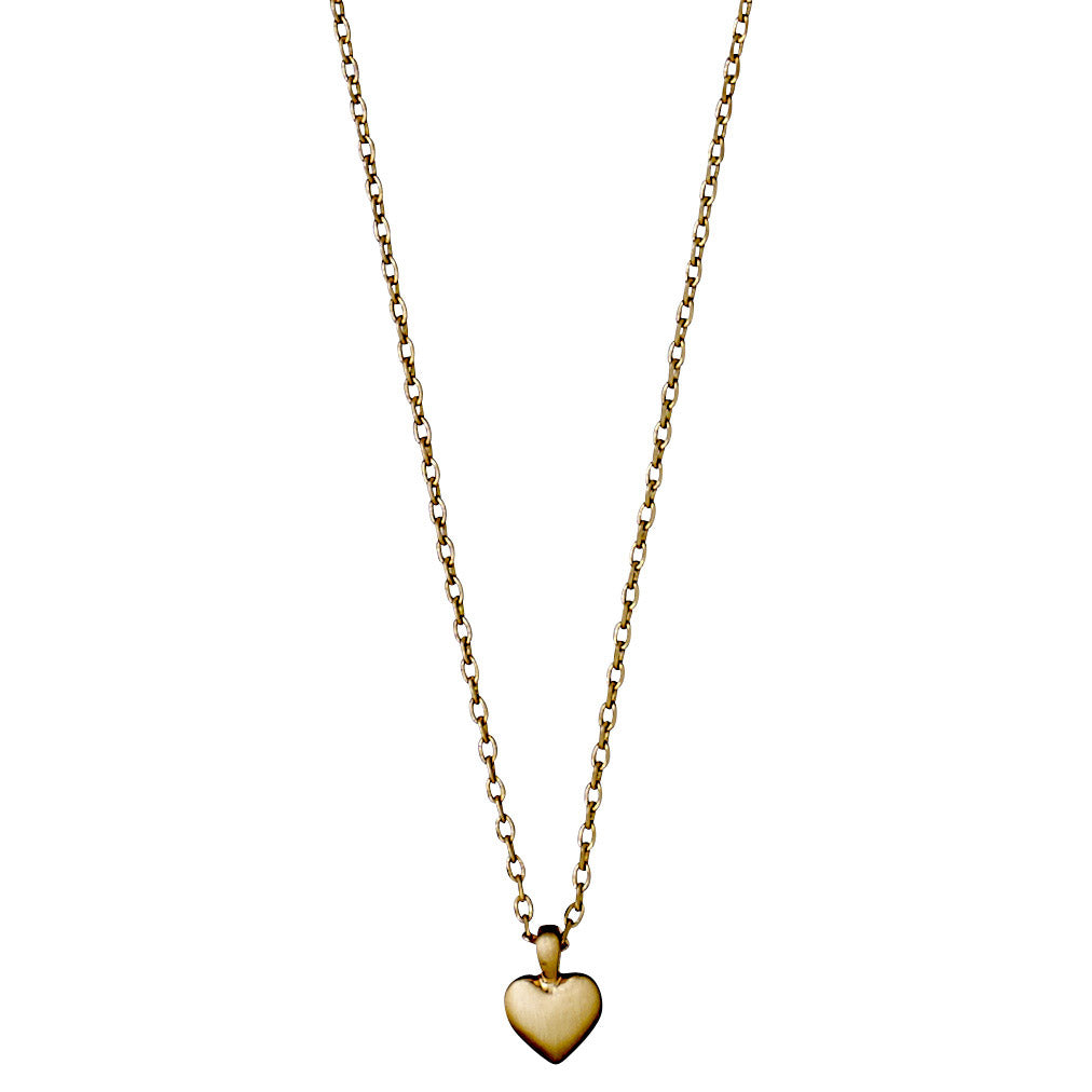 SOPHIA tiny heart pendant necklace, gold-plated, featuring a satin-matt finish; a romantic collarbone accessory ideal for layering or solo wear.