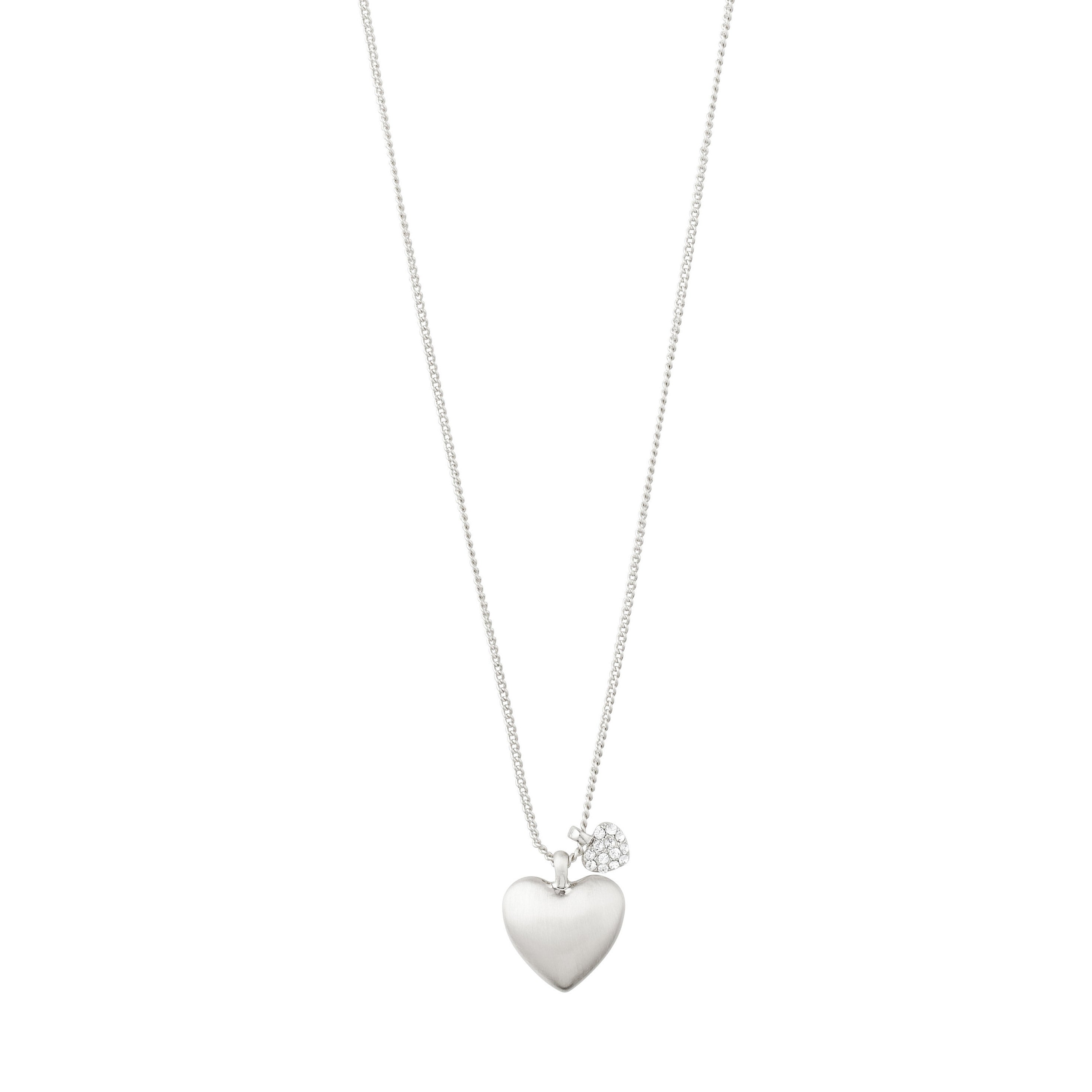 SOPHIA heart pendant necklace, silver-plated, featuring a diamond on a collarbone chain, perfect for adding a touch of elegance and romance.