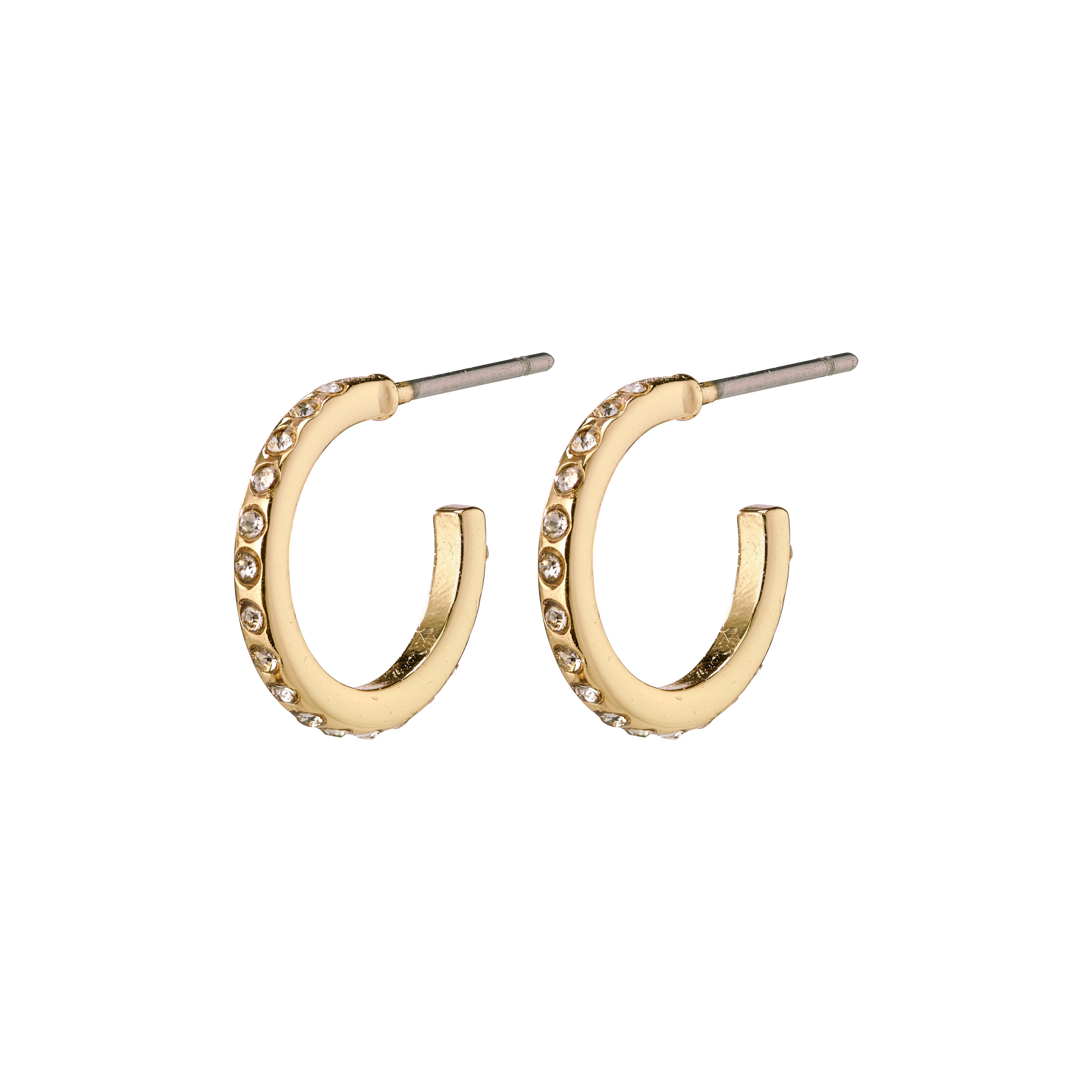 ROBERTA small crystal semi-hoops gold-plated, featuring elegant gold design with clear crystals, embodying Nordic simplicity and perfect for a chic, timeless look.