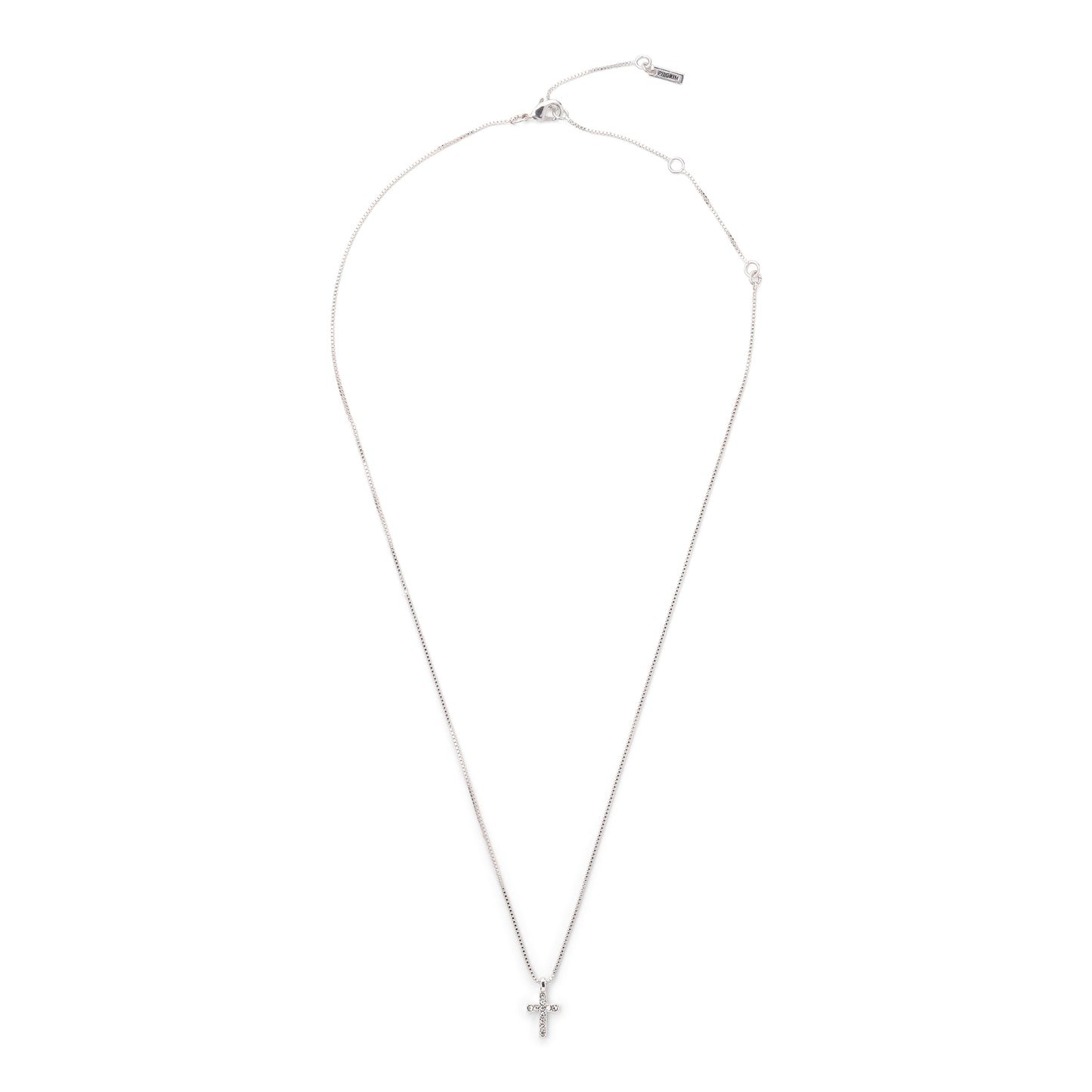 CLARA recycled crystal cross necklace silver-plated