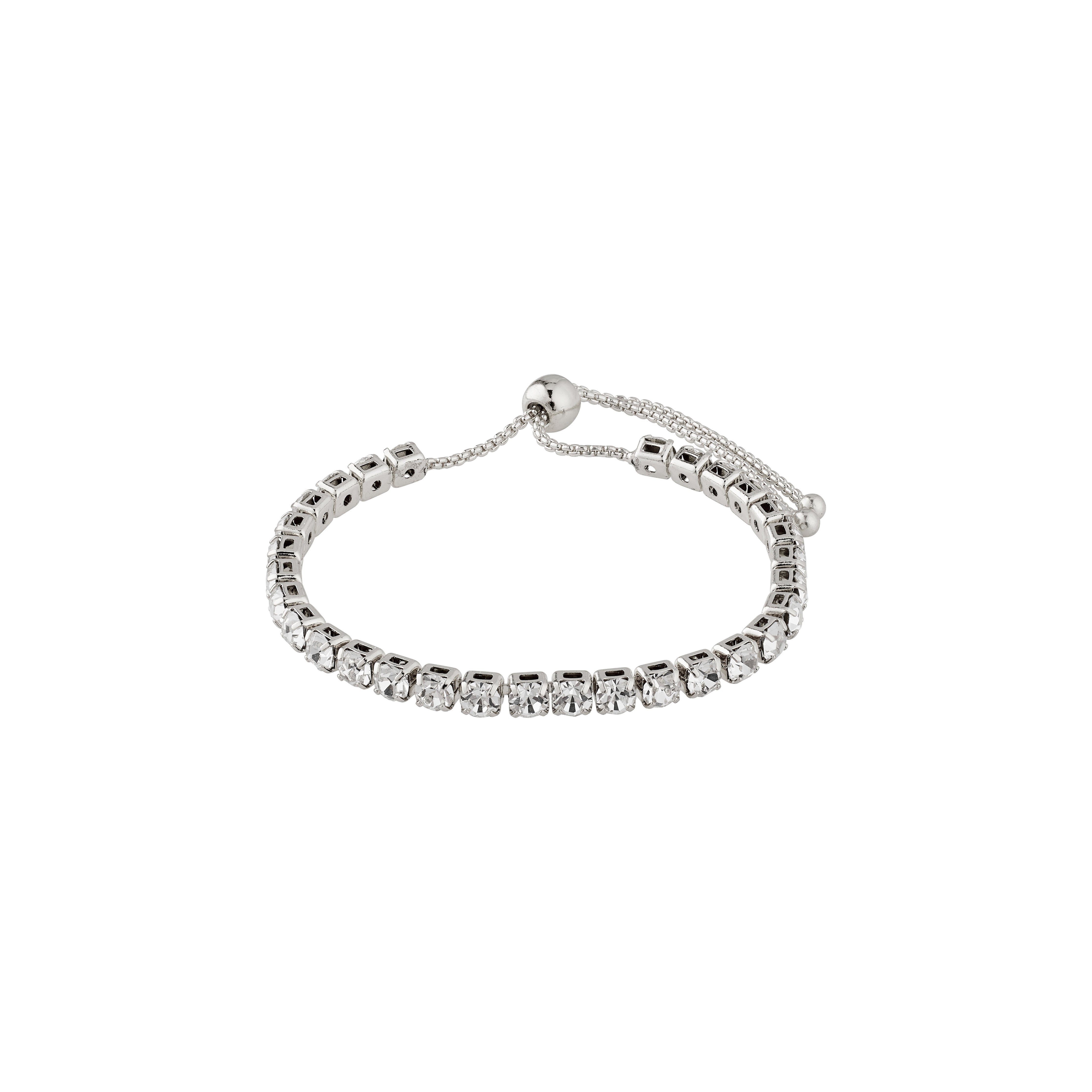 LUCIA crystal bracelet, silver-plated with sparkling diamonds, exudes elegance and modernity with an adjustable, unique closure for a stylish, timeless look.