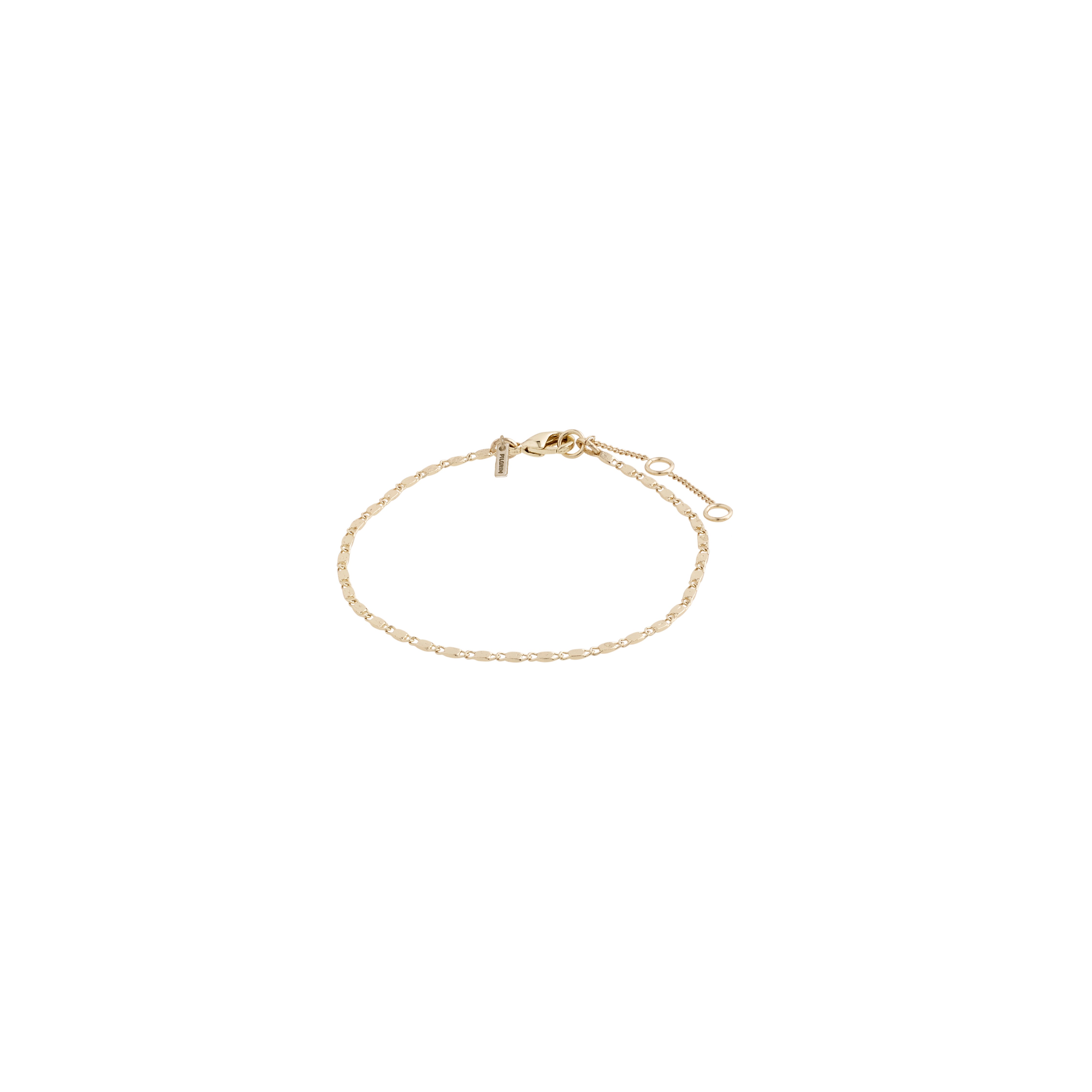 PARISA flat link chain bracelet, gold-plated, features delicate flat links with a knot design, perfect for layering and reflecting light beautifully.