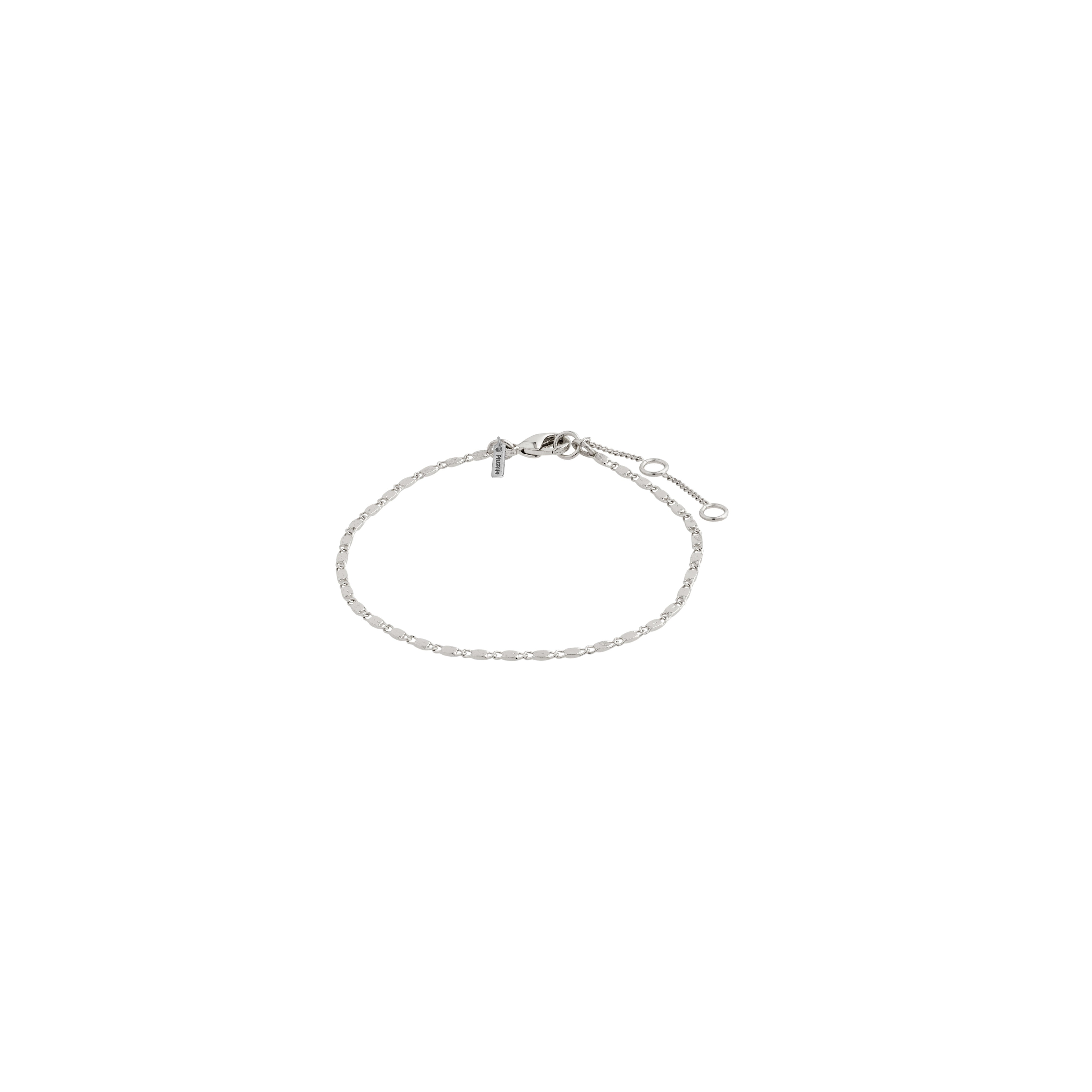 PARISA flat link chain bracelet in silver-plated design, showcasing delicate flat links that reflect light, ideal for layering with other Pilgrim pieces for a chic look.