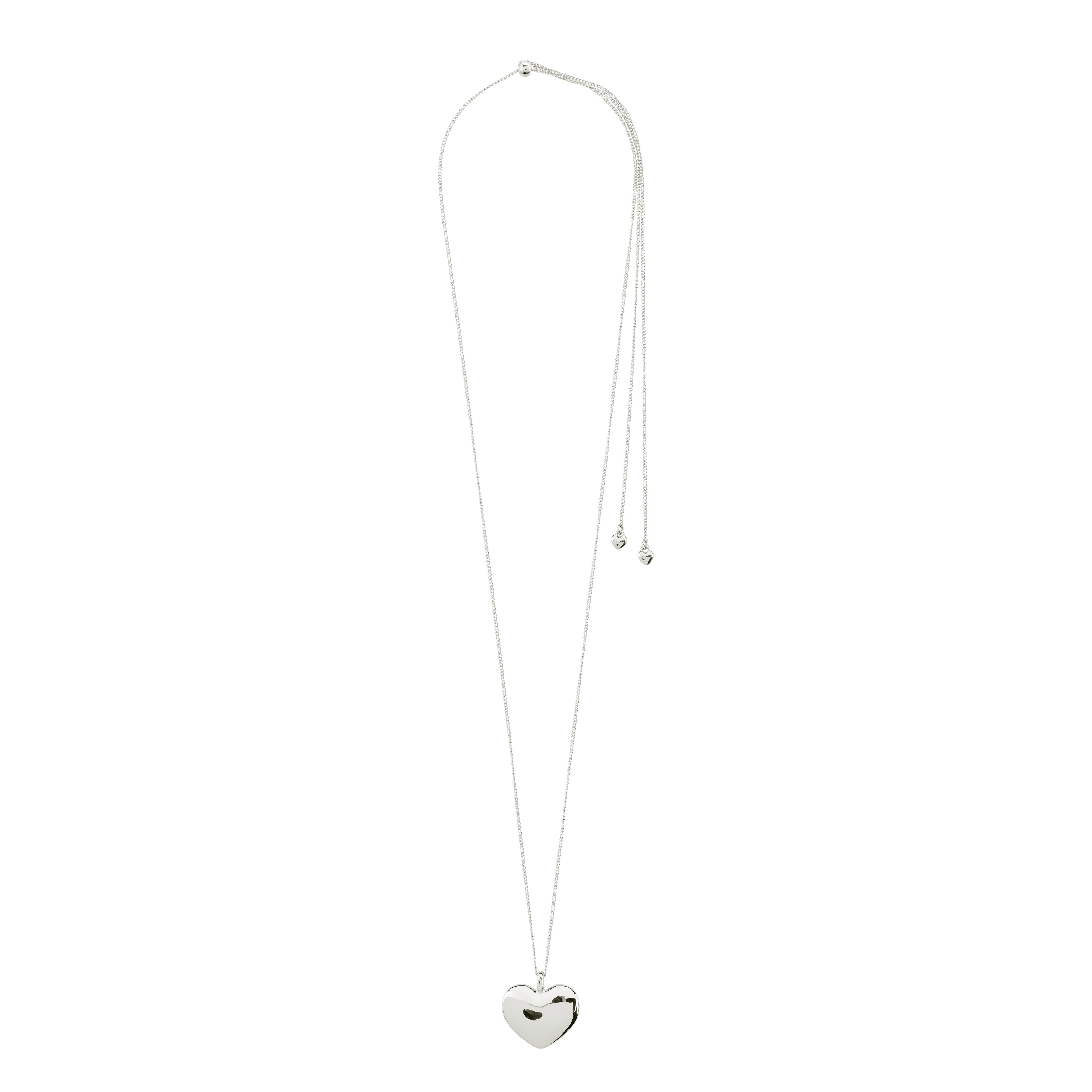 SOPHIA heart pendant necklace, silver-plated, from Pilgrim's recycled collection, featuring a classic design with adjustable length, perfect for a timeless and stylish look.