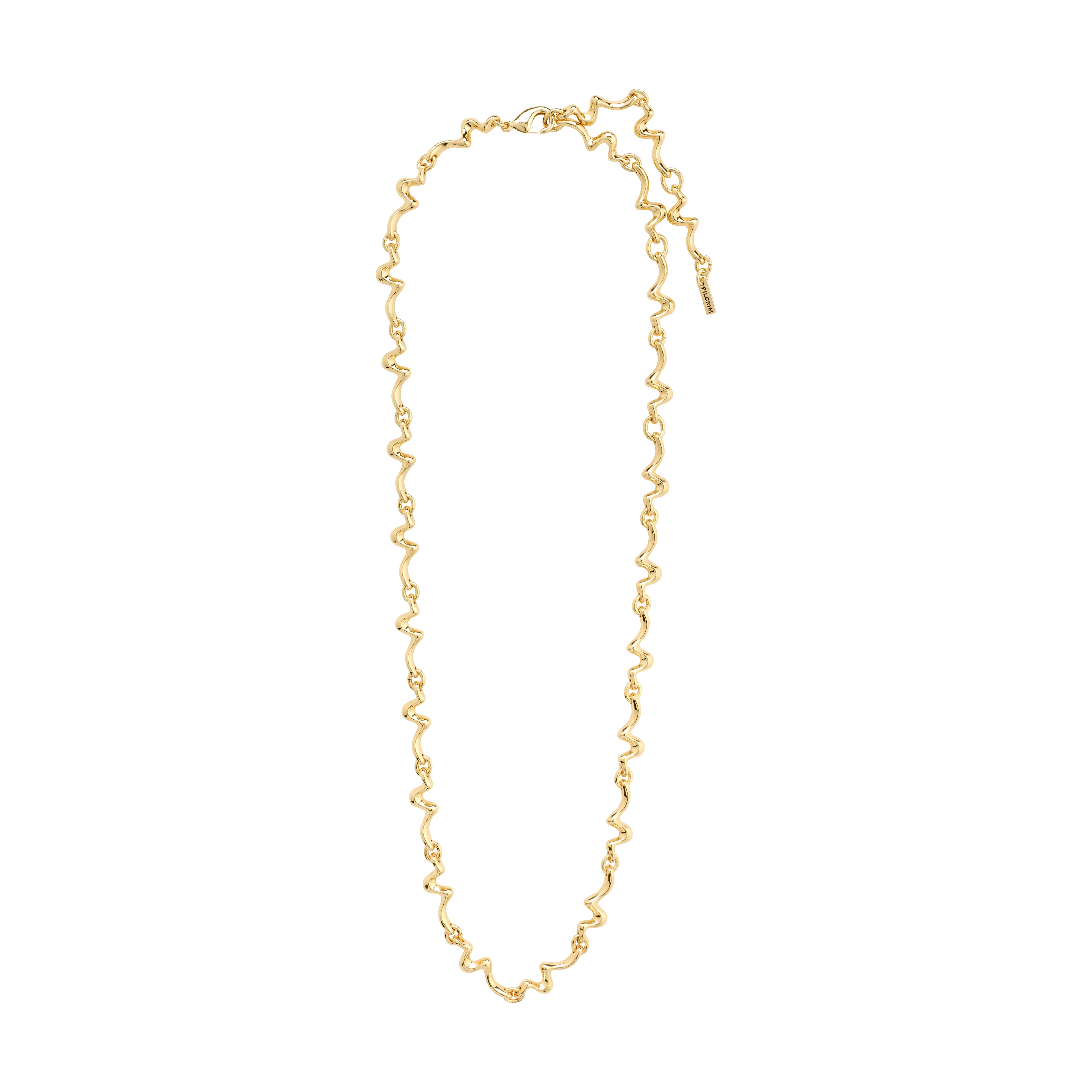 PENELOPE necklace gold-plated, featuring an elegant wavy chain design with a clasp, offering a stylish and sustainable choice with its recycled materials.