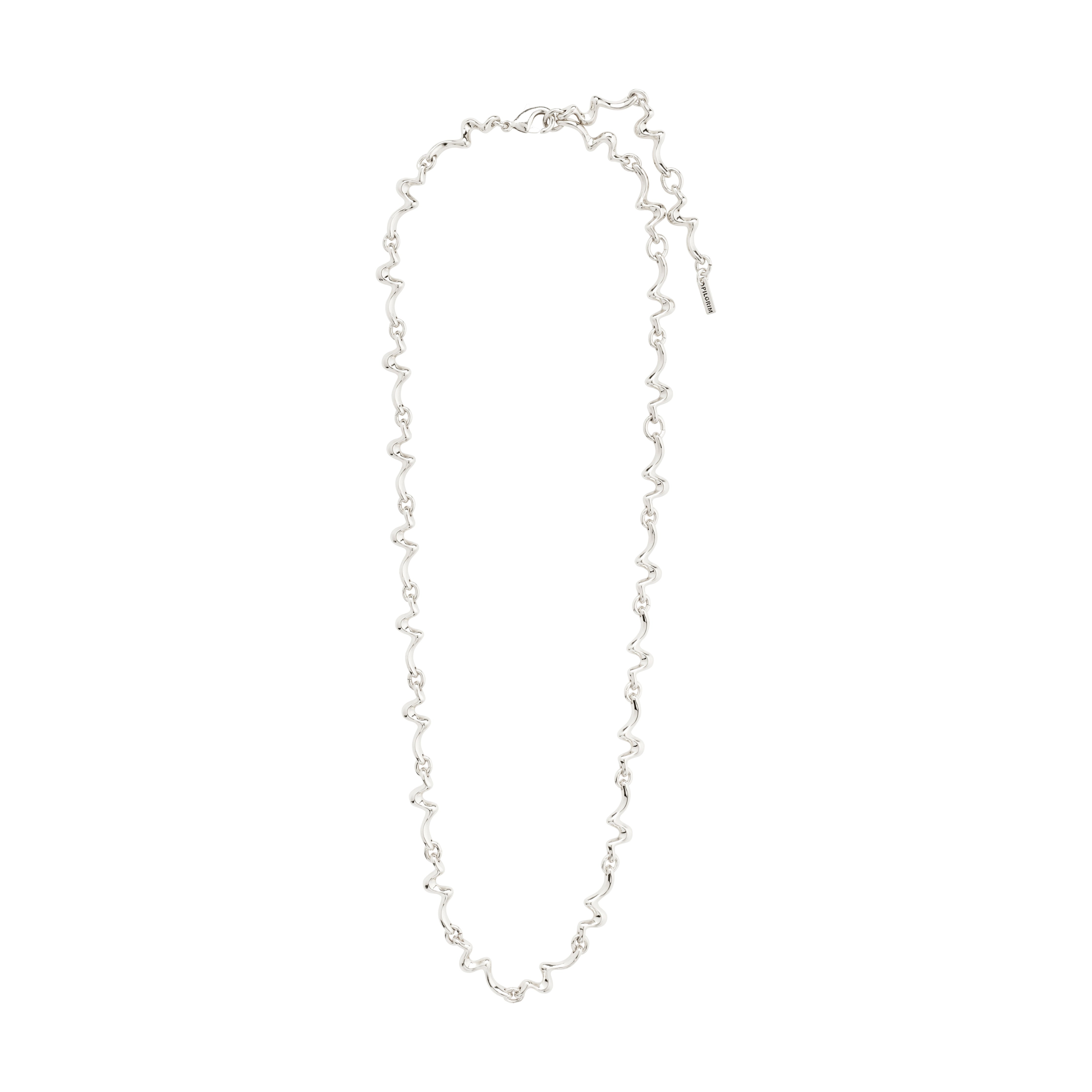 PENELOPE necklace silver-plated with wavy design, silver clasp, 38 cm length plus 9 cm extension, crafted from 99% recycled material, for a stylish, upscale look.